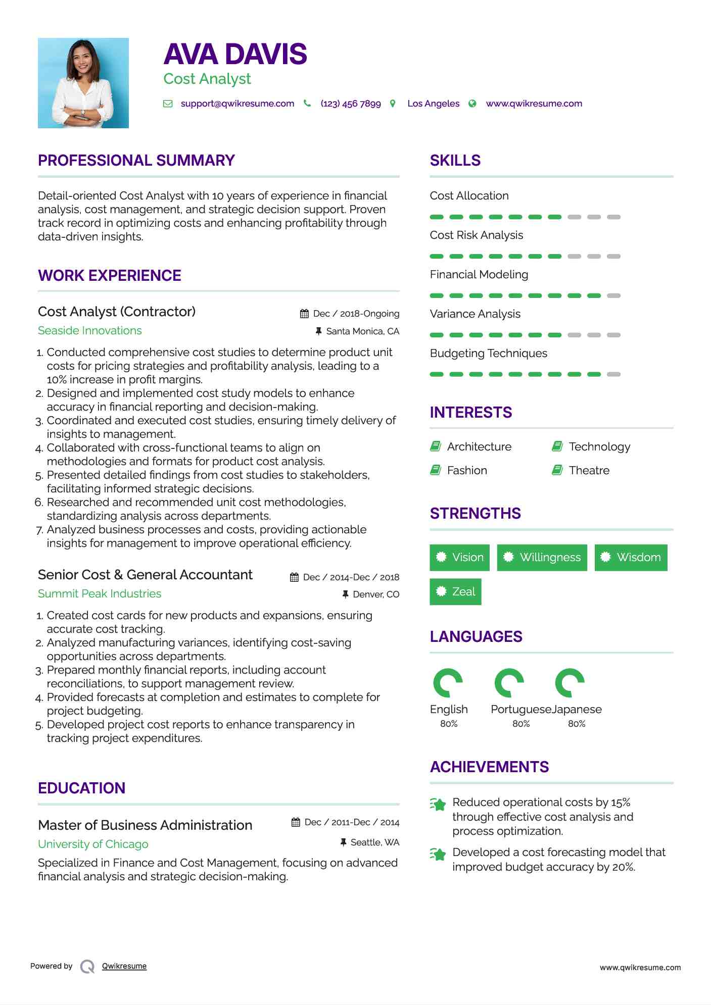 contractor resume sample