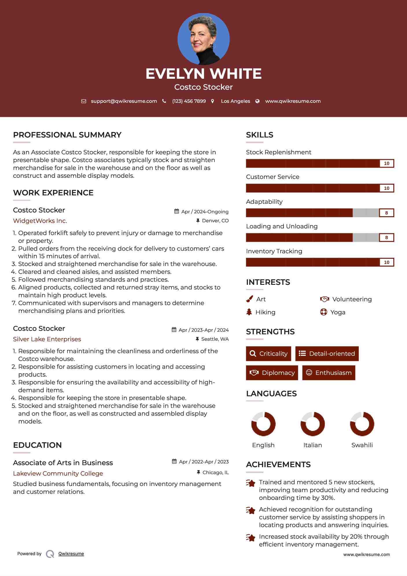Costco Stocker Resume Template