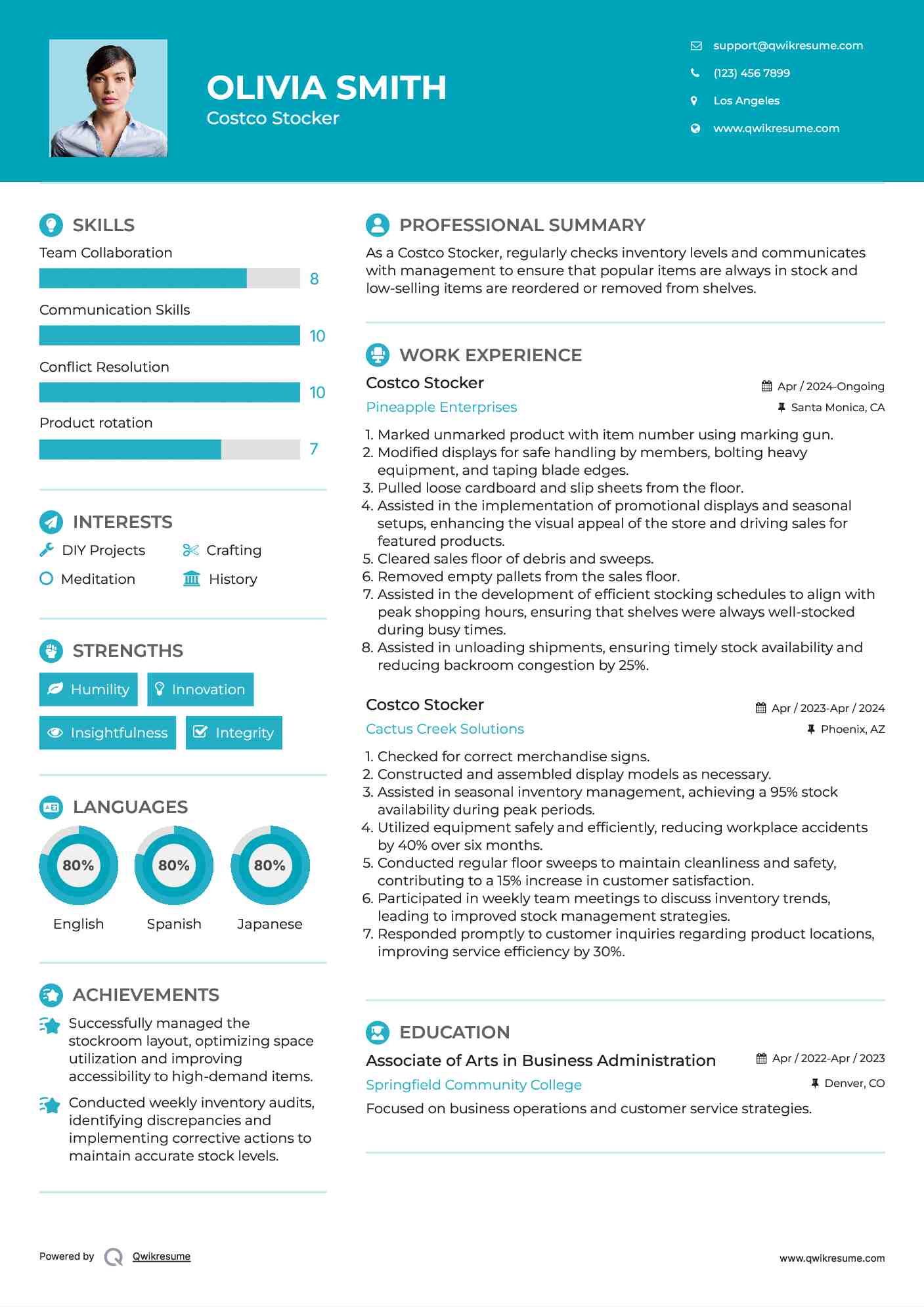 Costco Stocker Resume Template