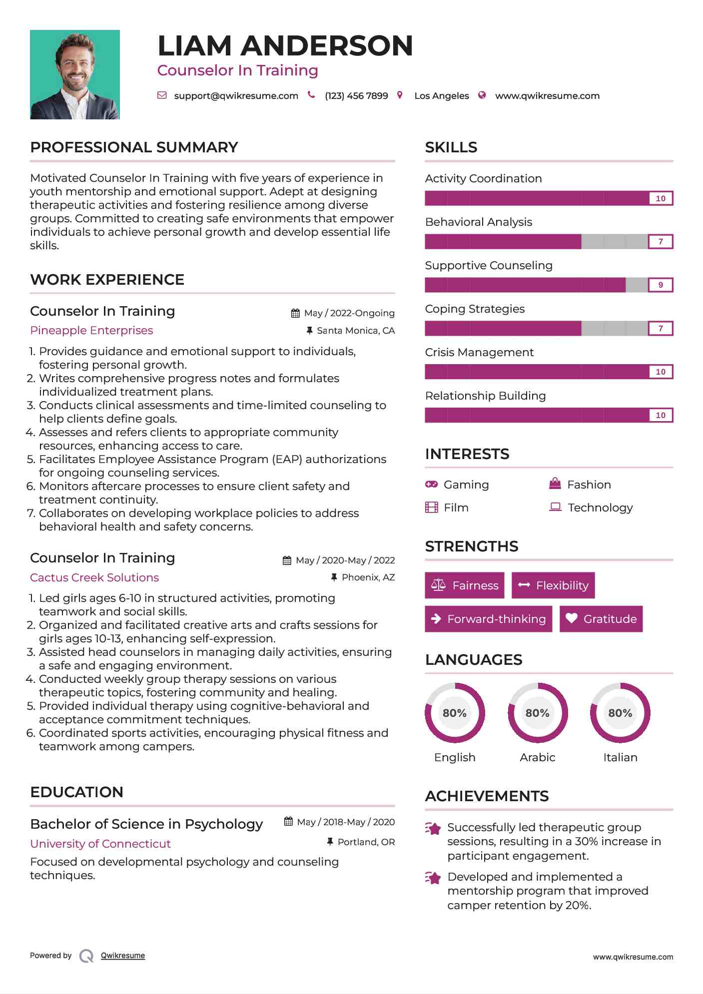 Counselor In Training Resume Samples | QwikResume