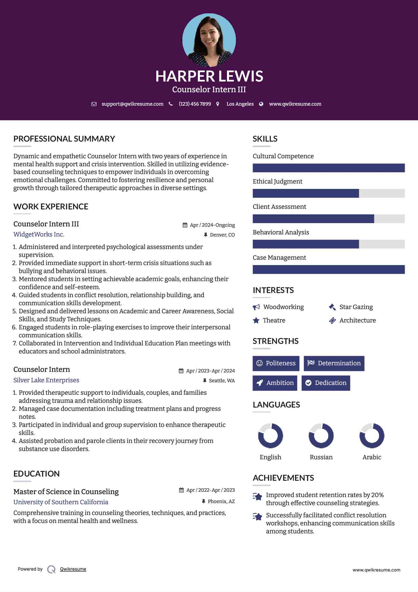 Counselor Intern III Resume Sample