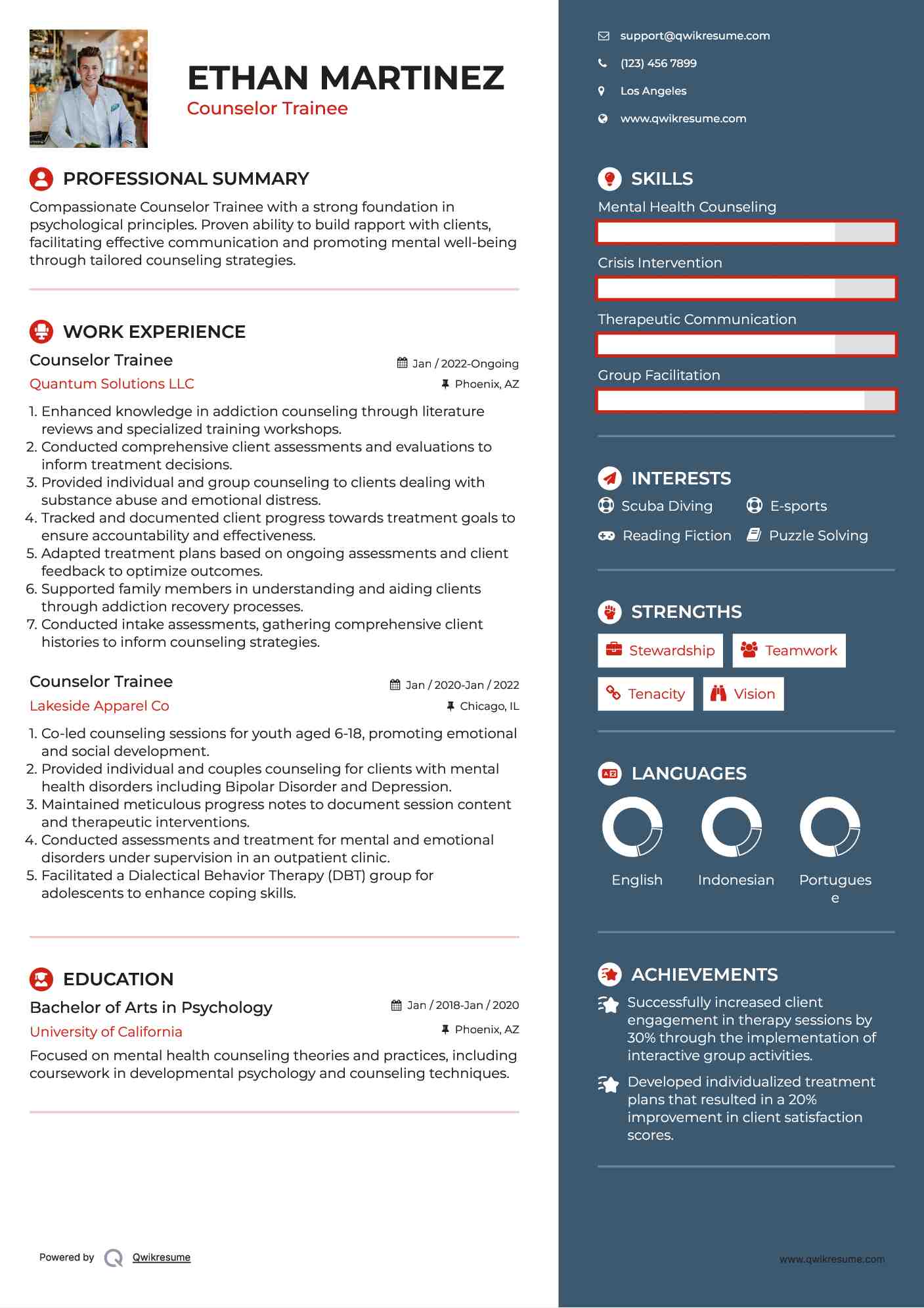 Counselor Trainee Resume Format