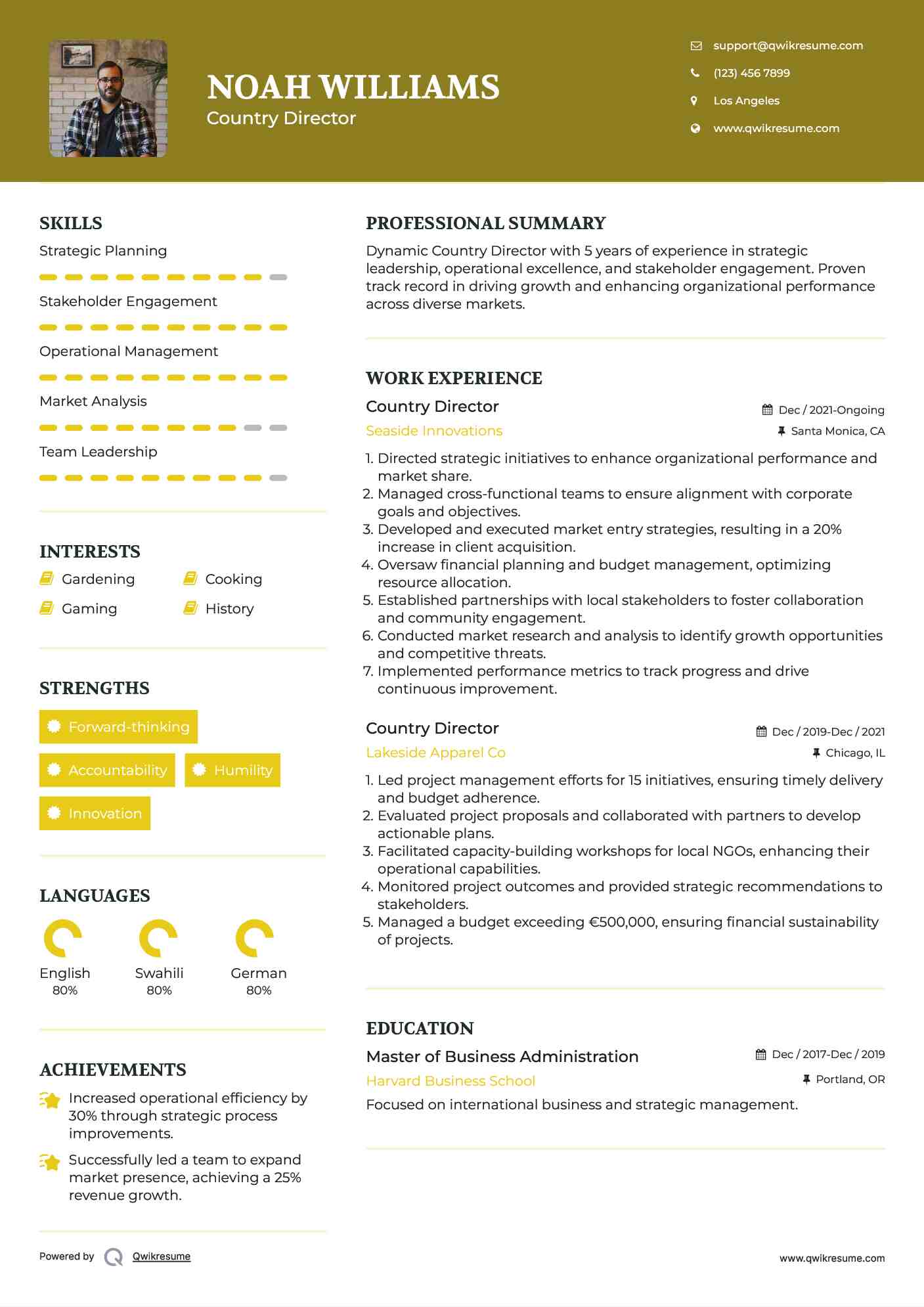 Country Director Resume Template