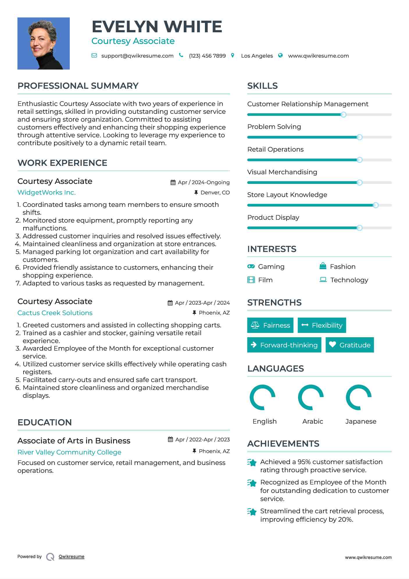 Courtesy Associate Resume Example