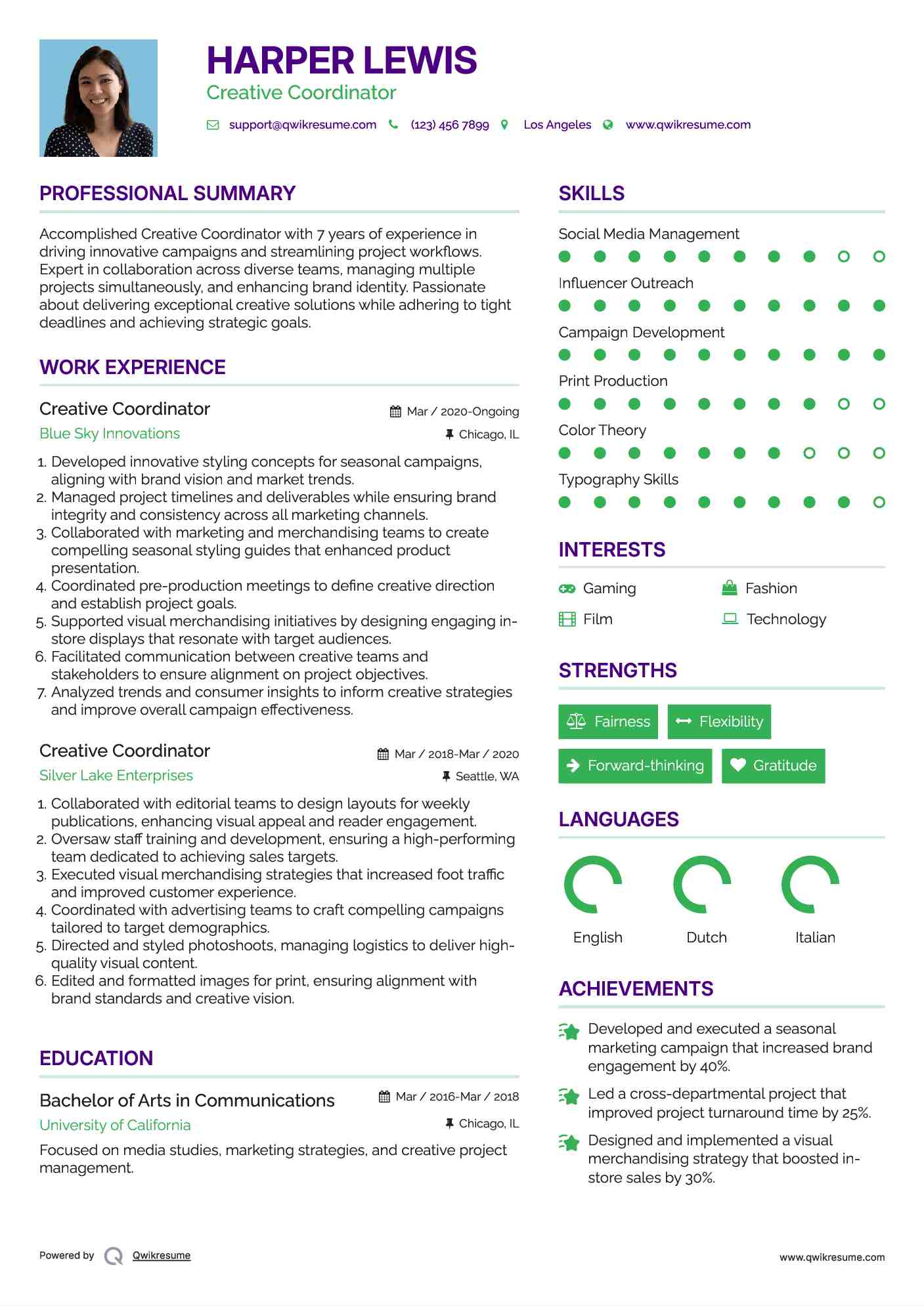 Creative Coordinator Resume Format