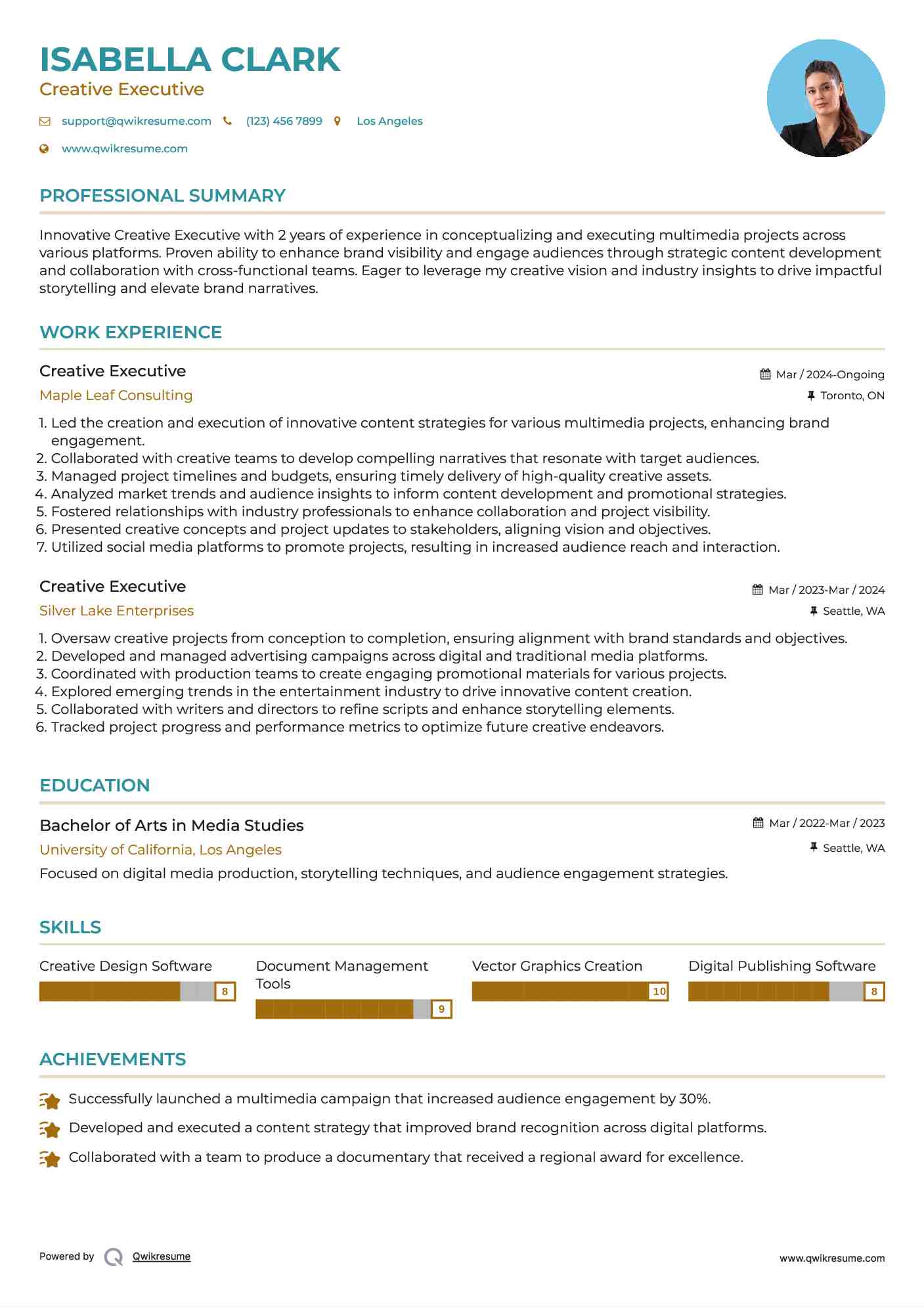 Creative Executive Resume Example