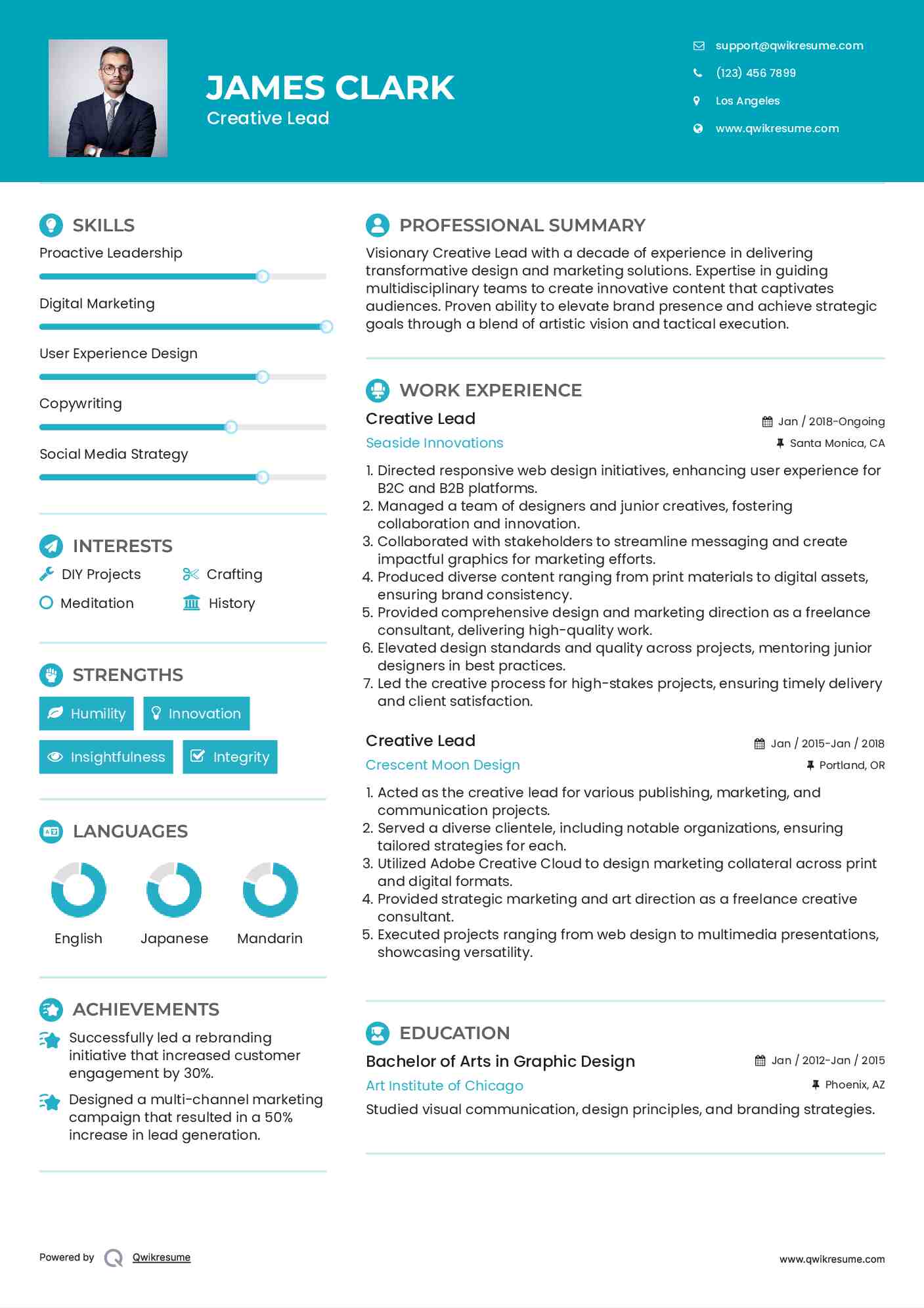 Creative Lead Resume Format