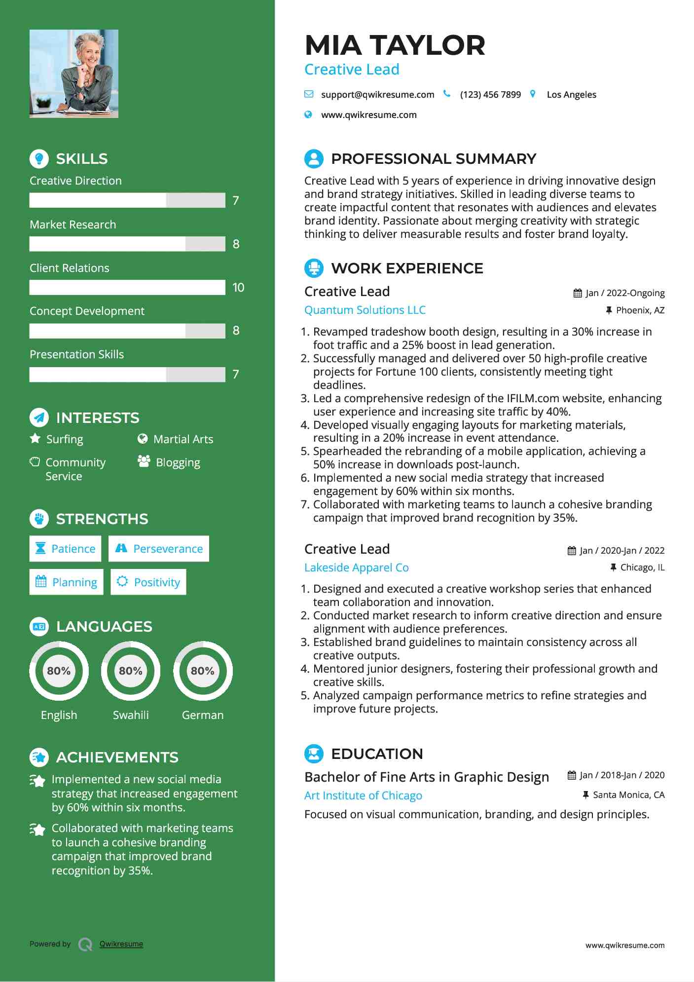 Creative Lead Resume Template
