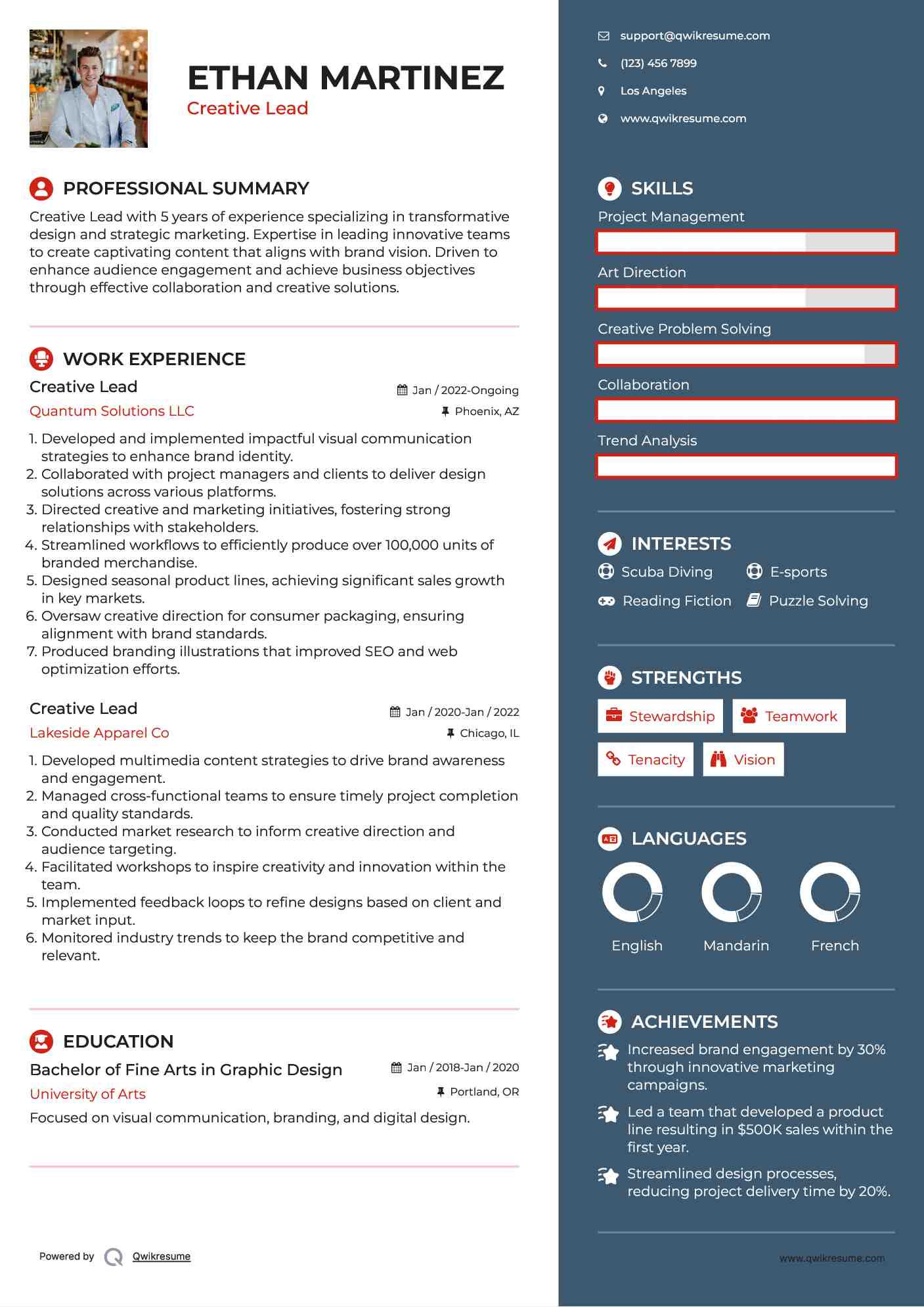 Creative Lead Resume Model