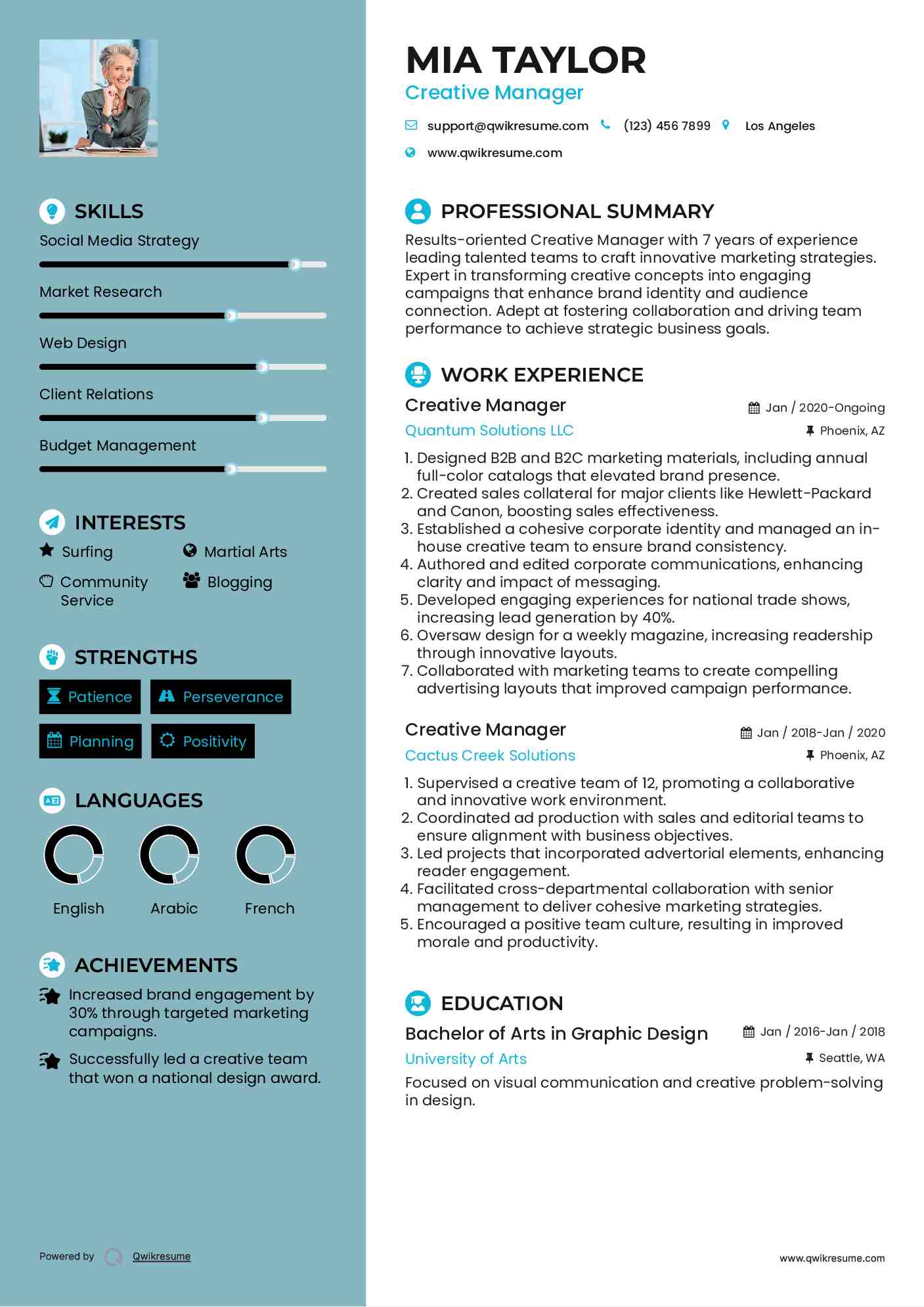 Creative Manager Resume Template