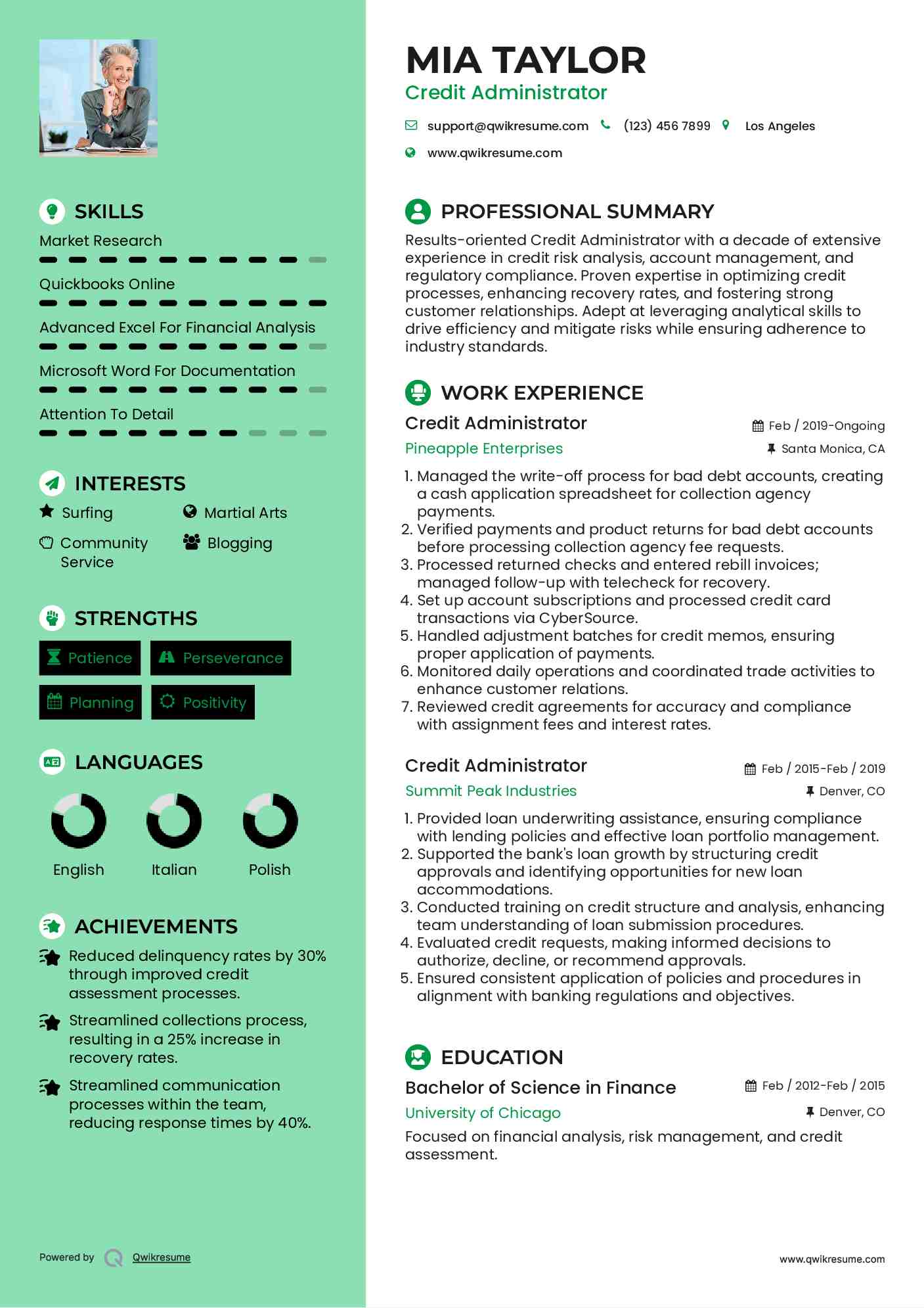 Credit Administrator Resume Model