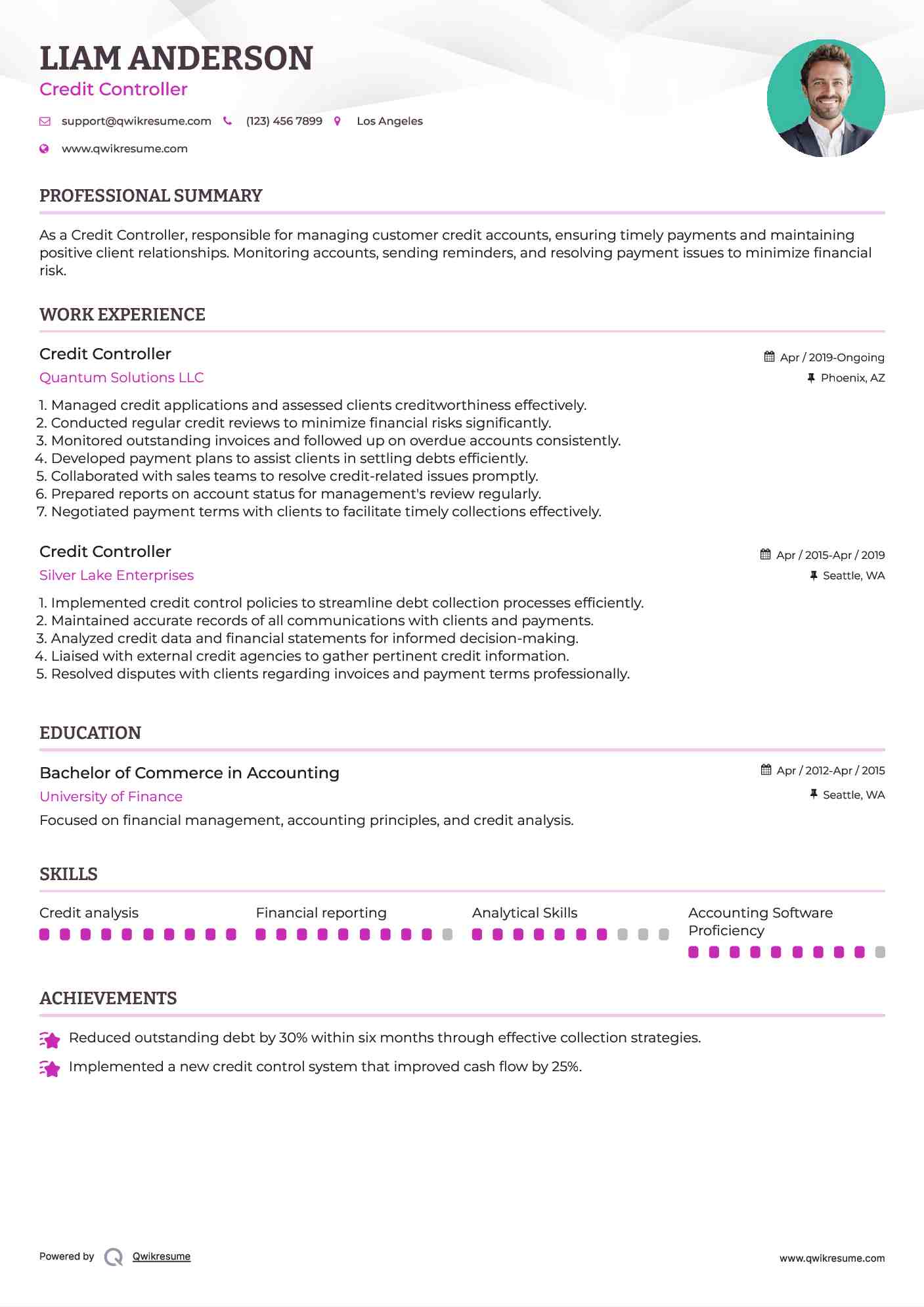 Credit Controller Resume Template