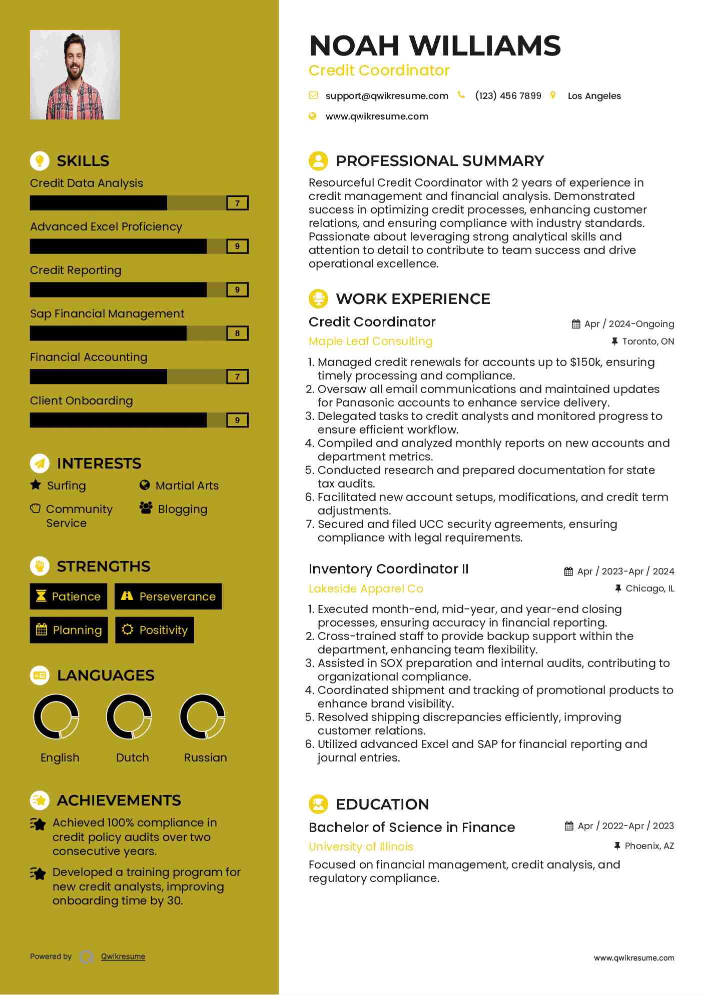 Credit Coordinator Resume Template