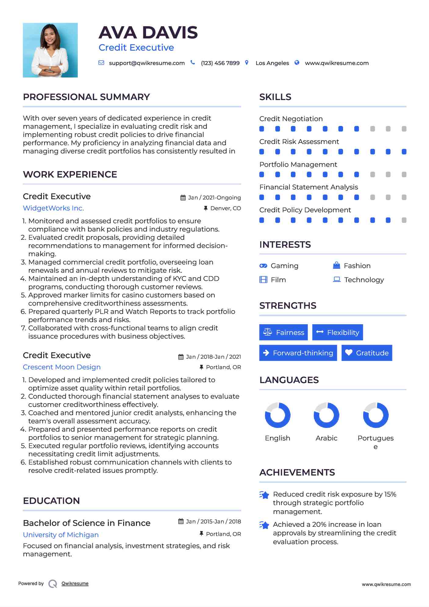 Credit Executive Resume Template