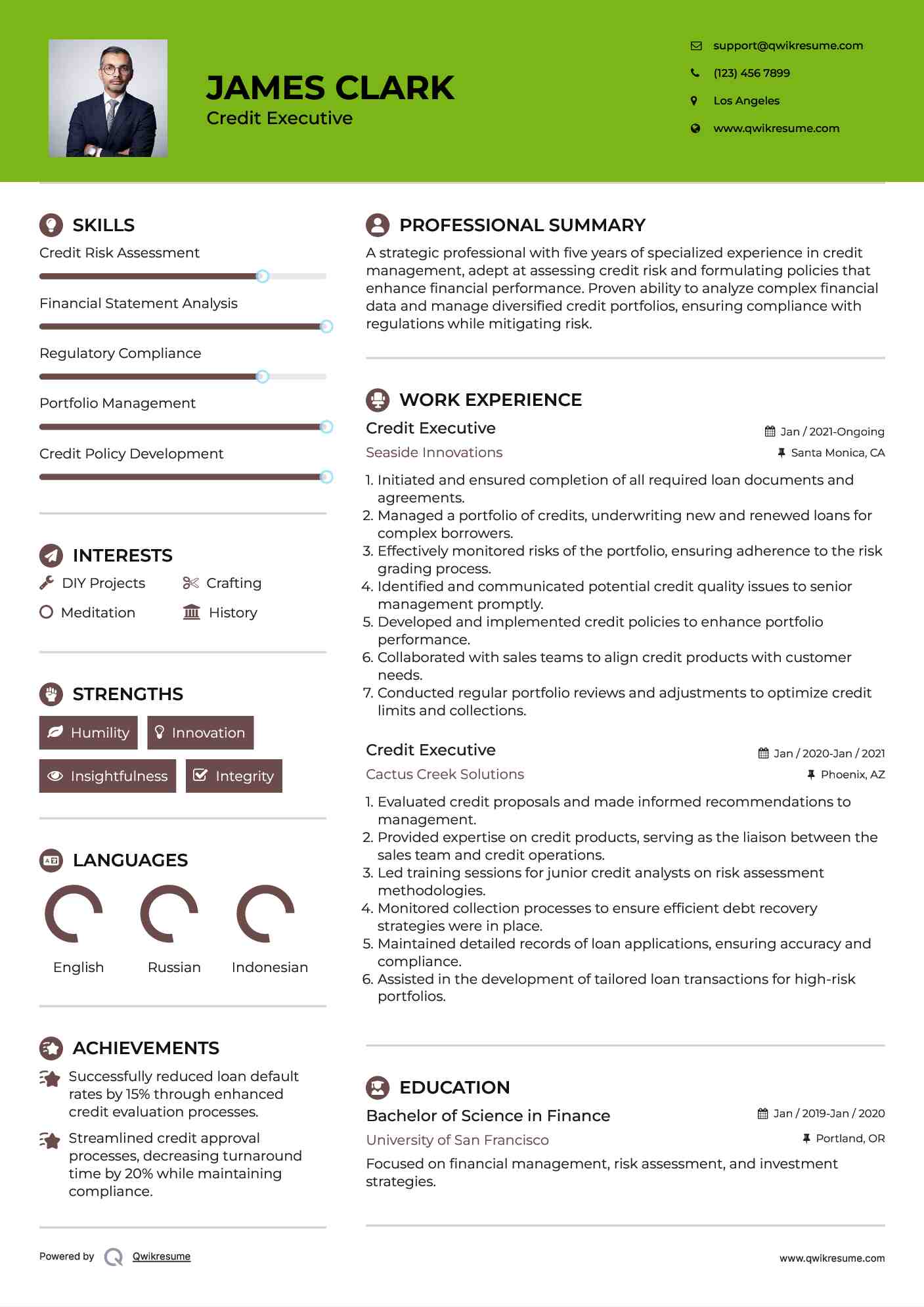 Credit Executive Resume Template