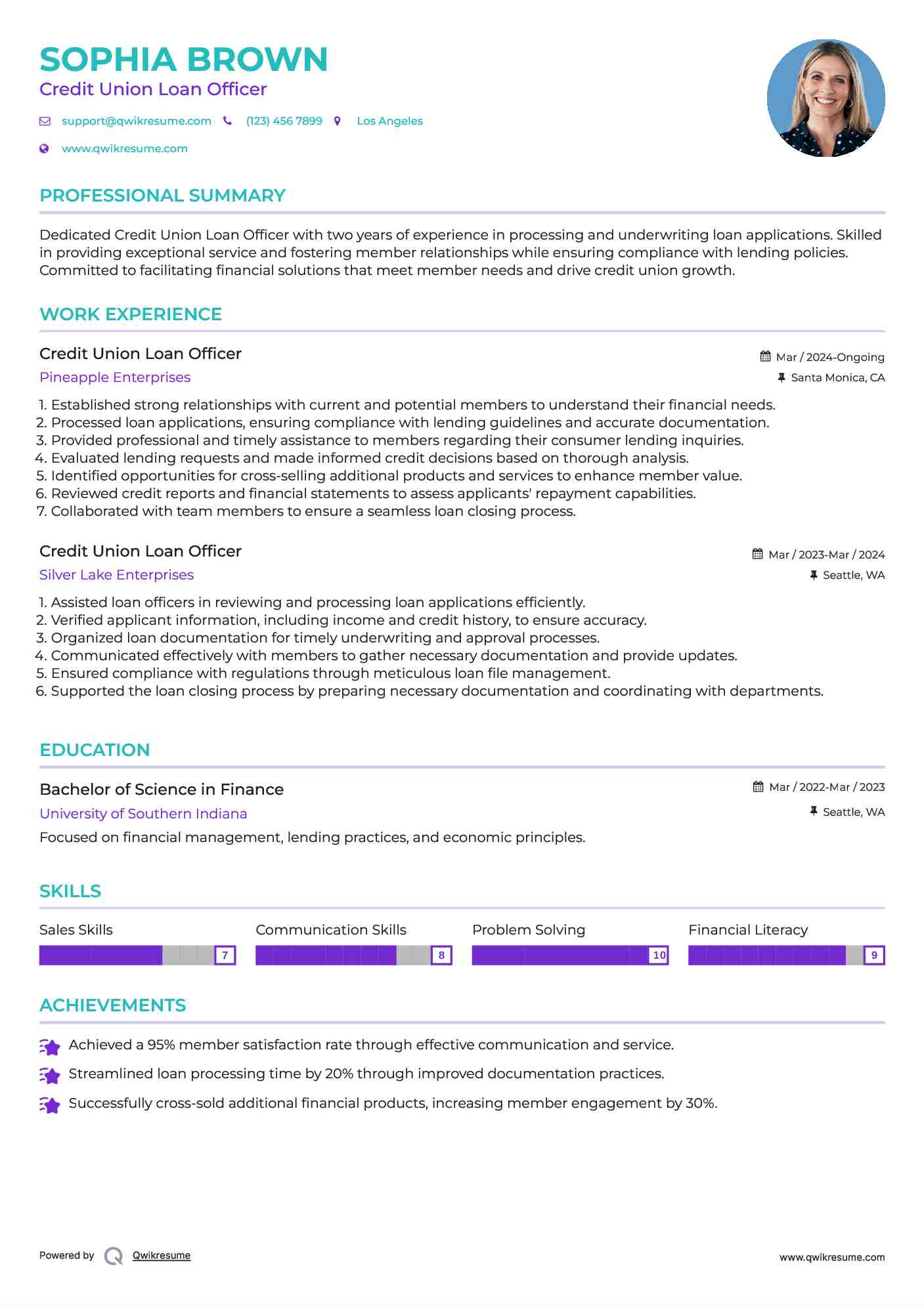 Credit Union Loan Officer Resume Template