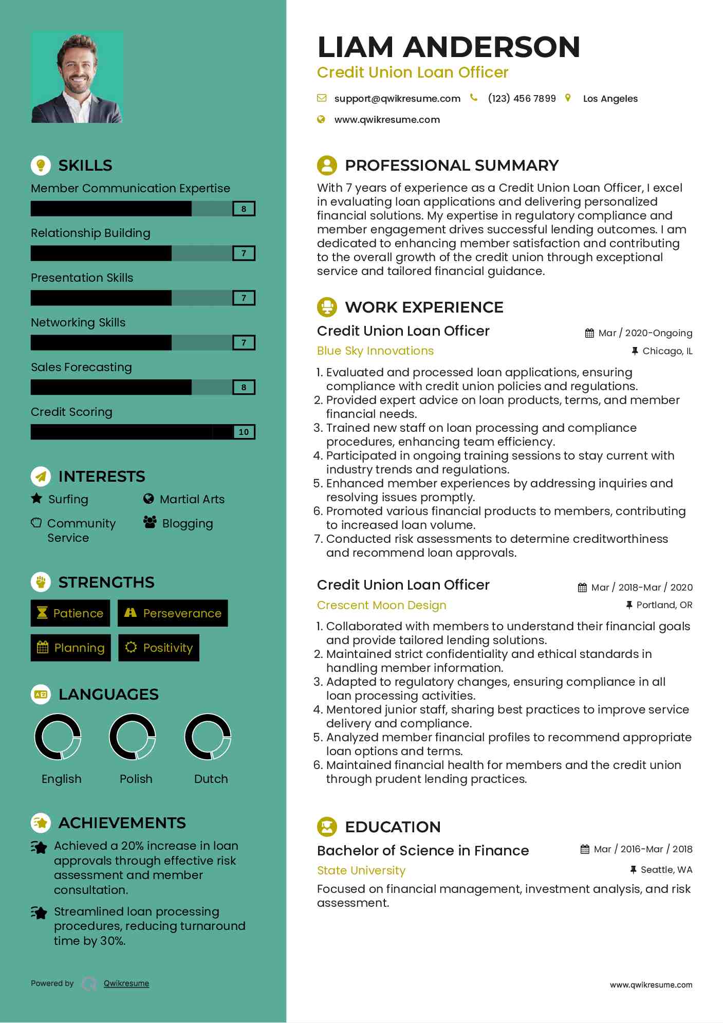 Credit Union Loan Officer Resume Sample