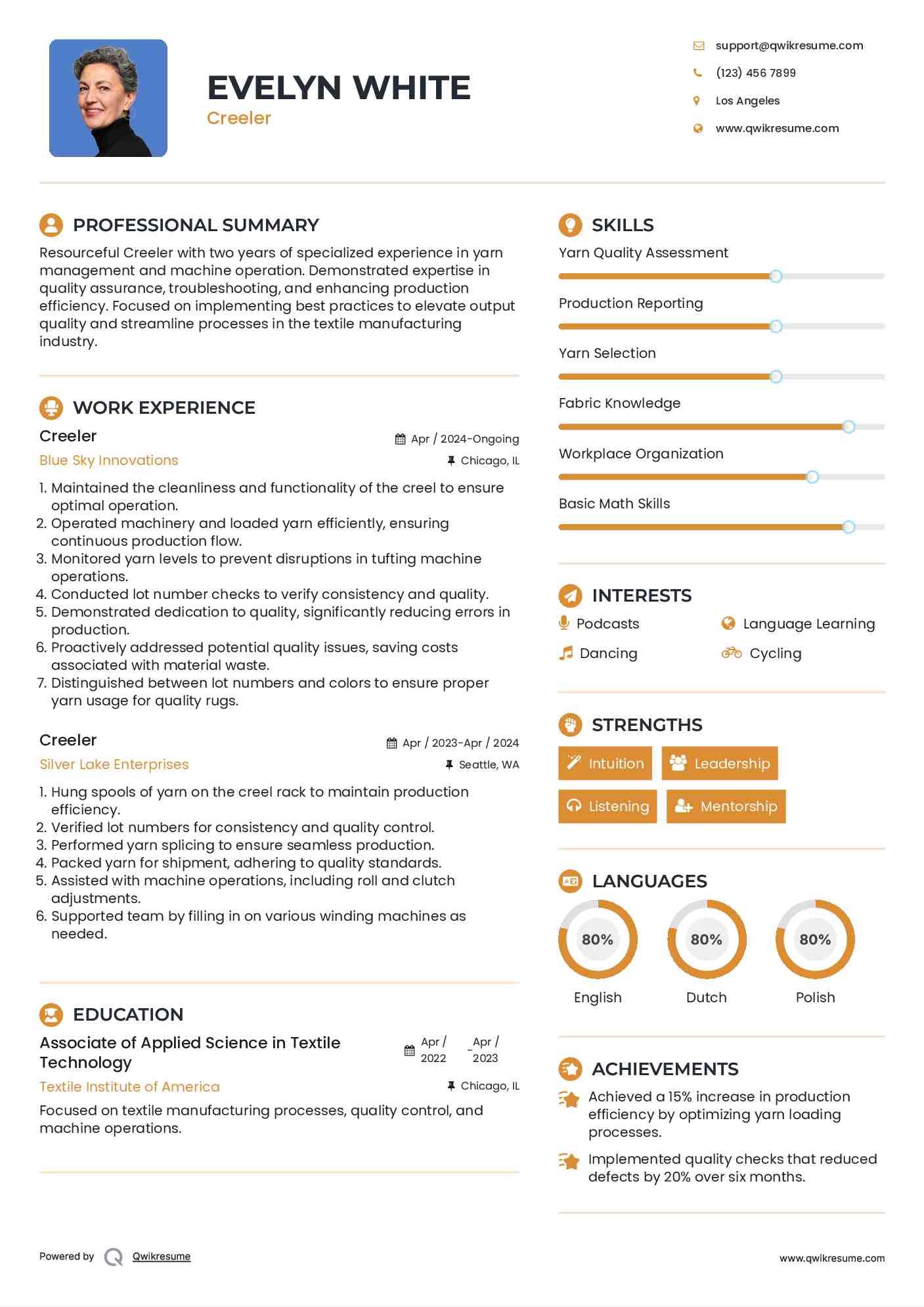 Creeler Resume Format