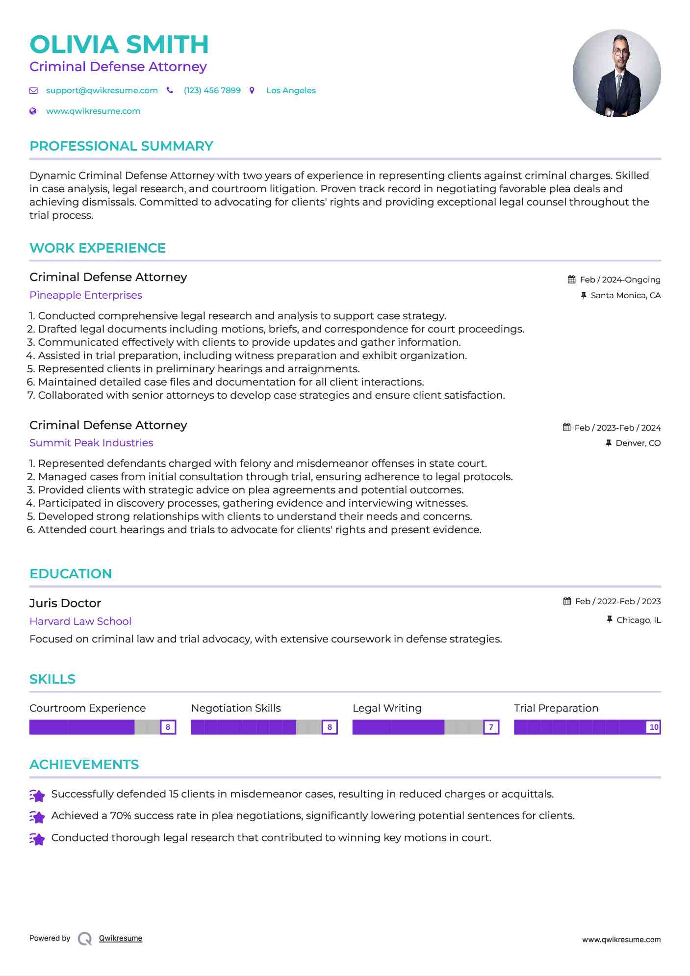 Criminal Defense Attorney Resume Format