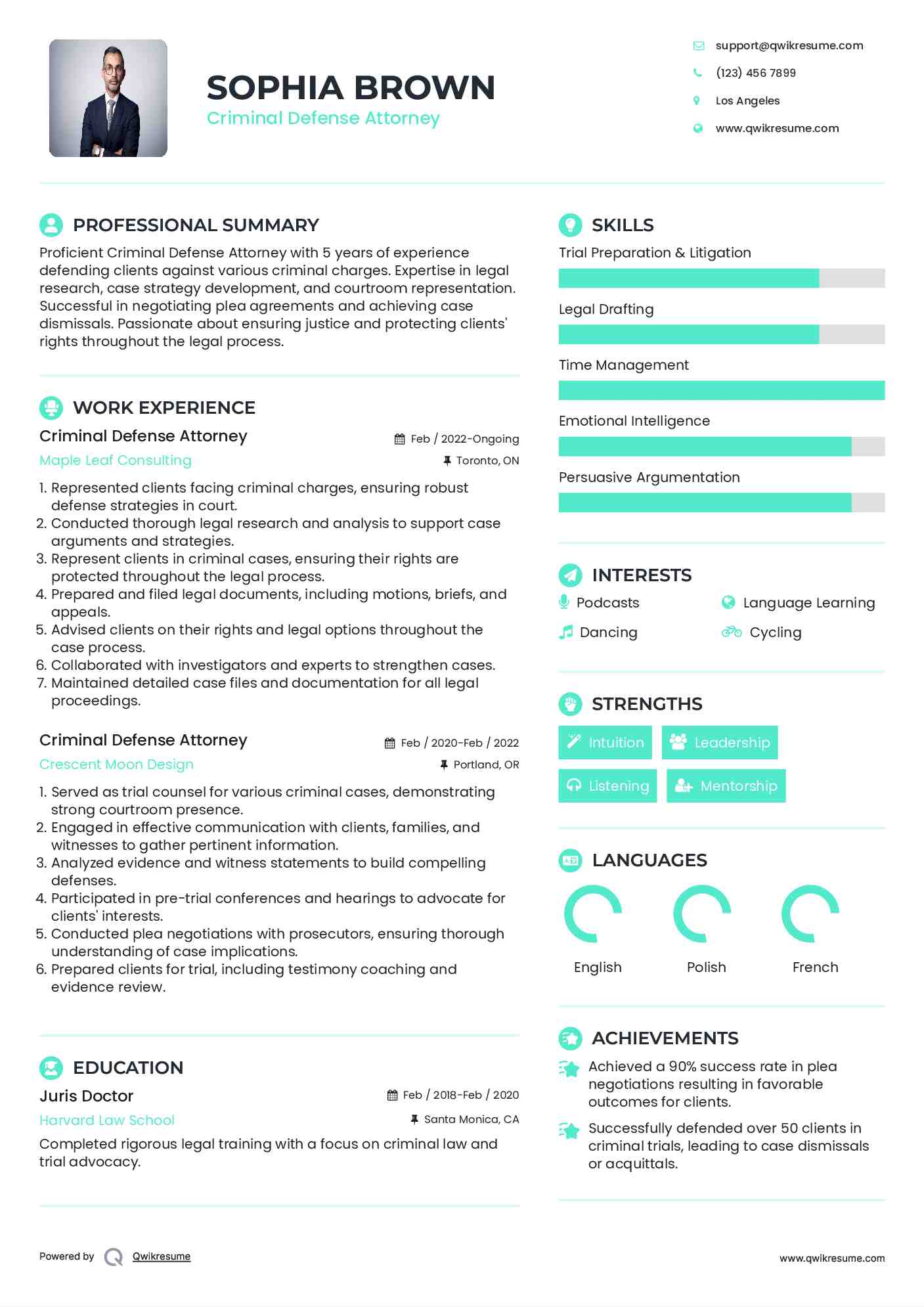 Criminal Defense Attorney Resume Example