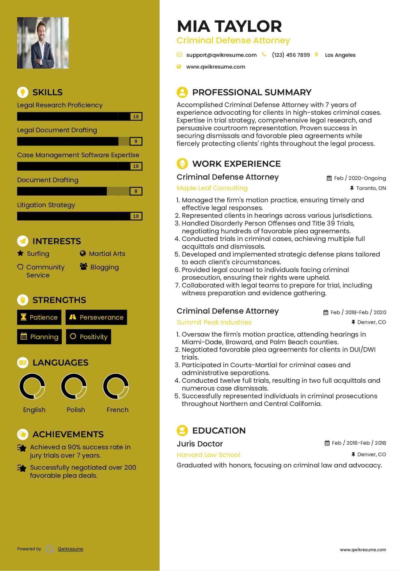 Criminal Defense Attorney Resume Model