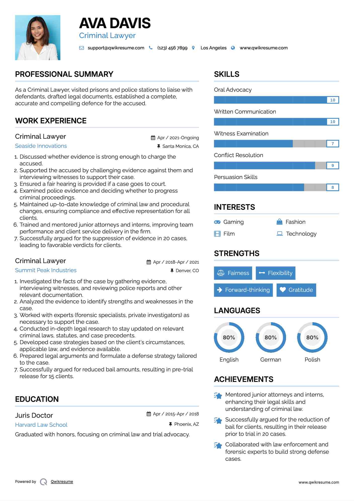 Criminal Lawyer Resume Model