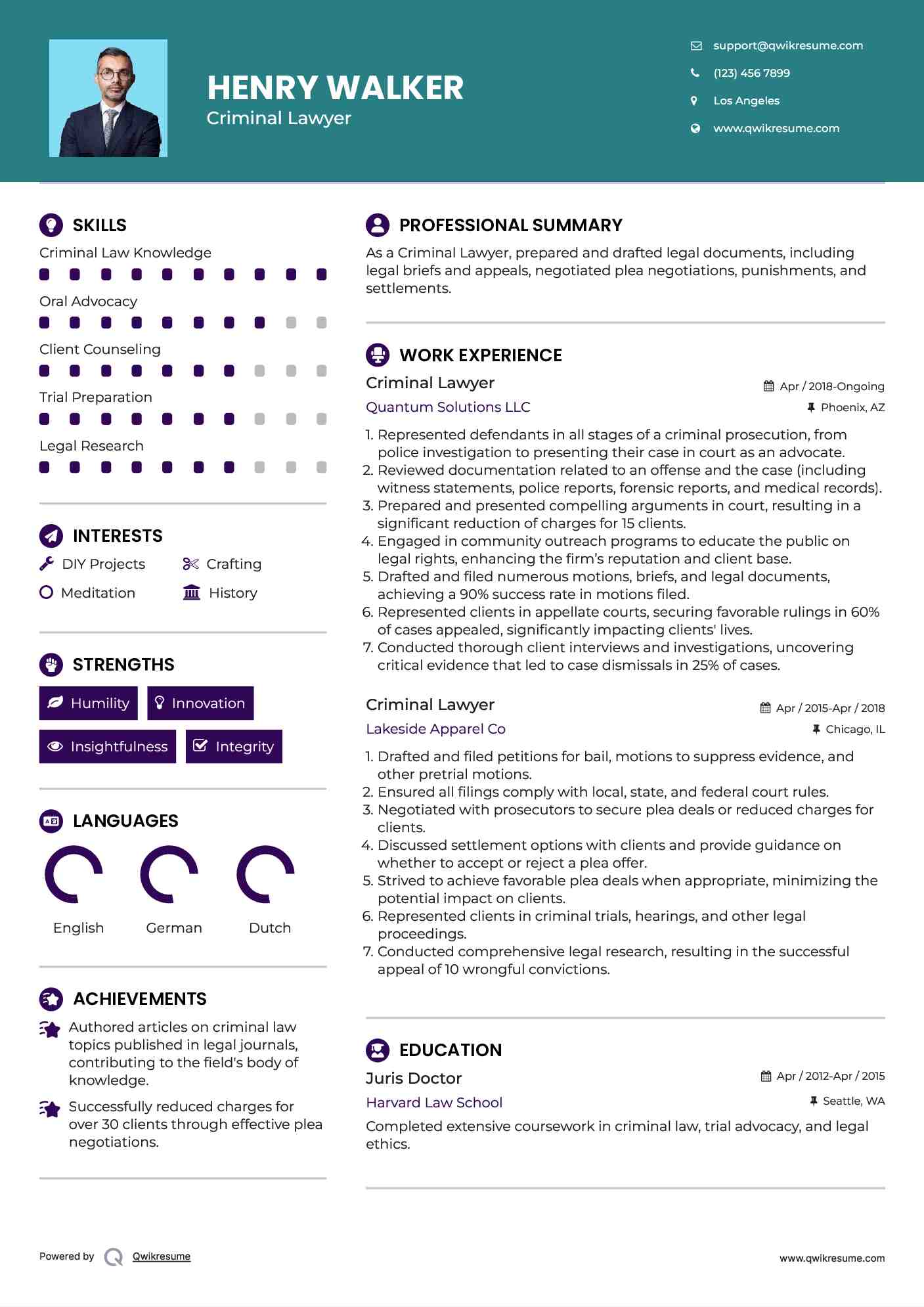 Criminal Lawyer Resume Template