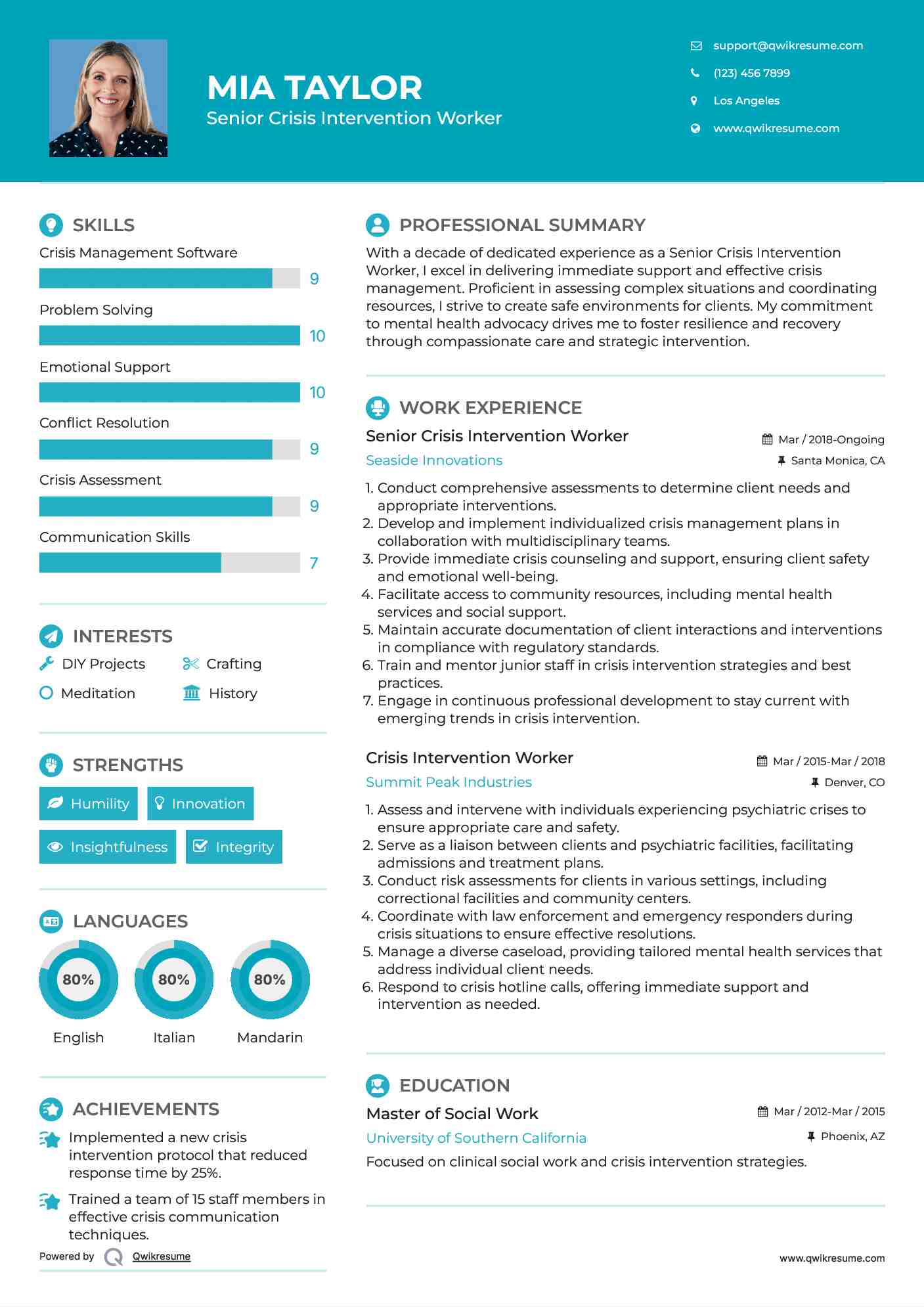 Senior Crisis Intervention Worker Resume Template