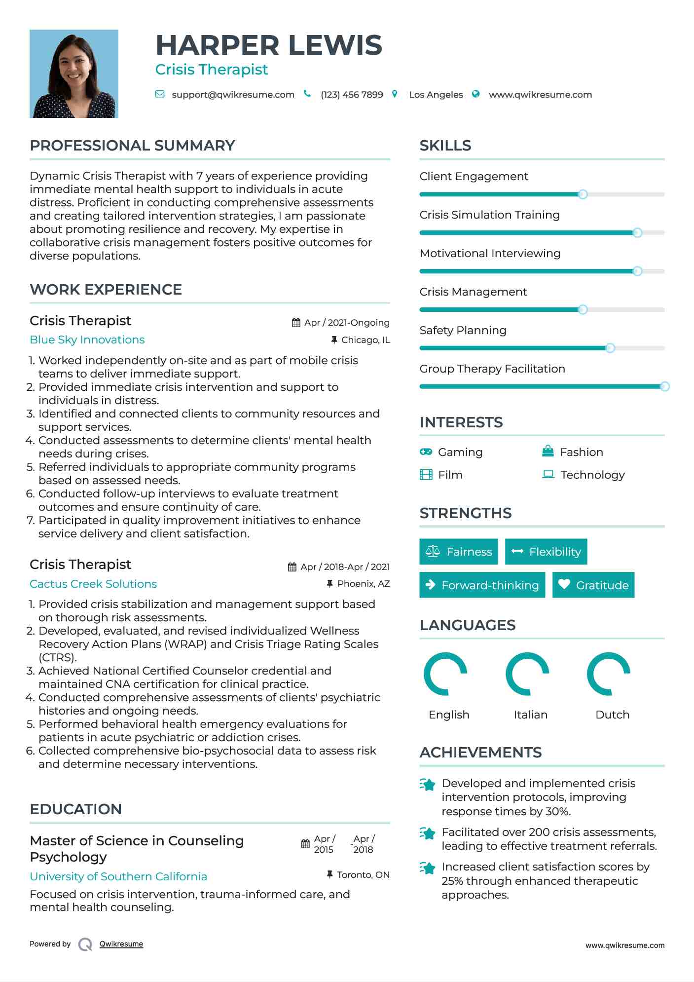 Crisis Therapist Resume Format