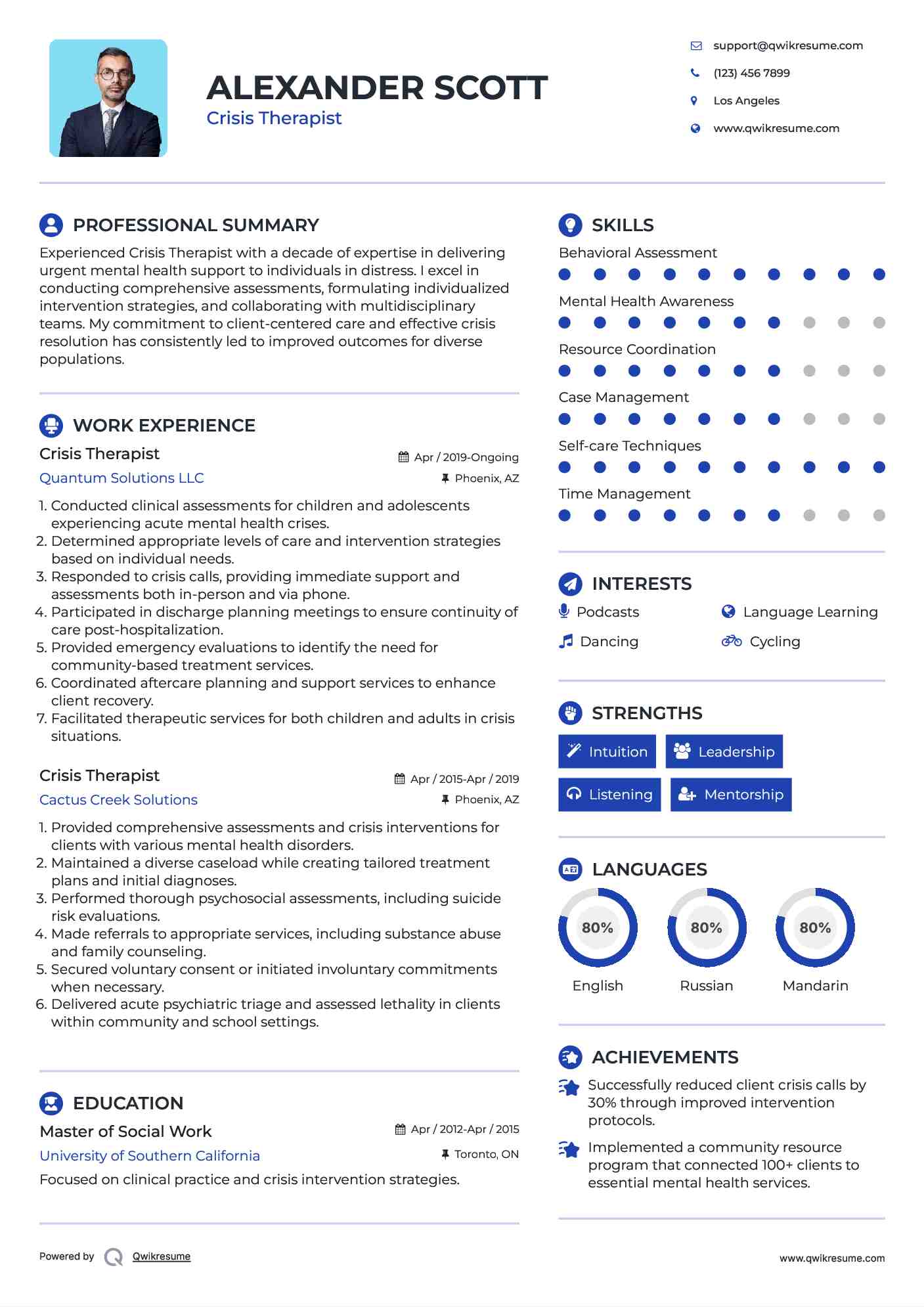 Crisis Therapist Resume Model