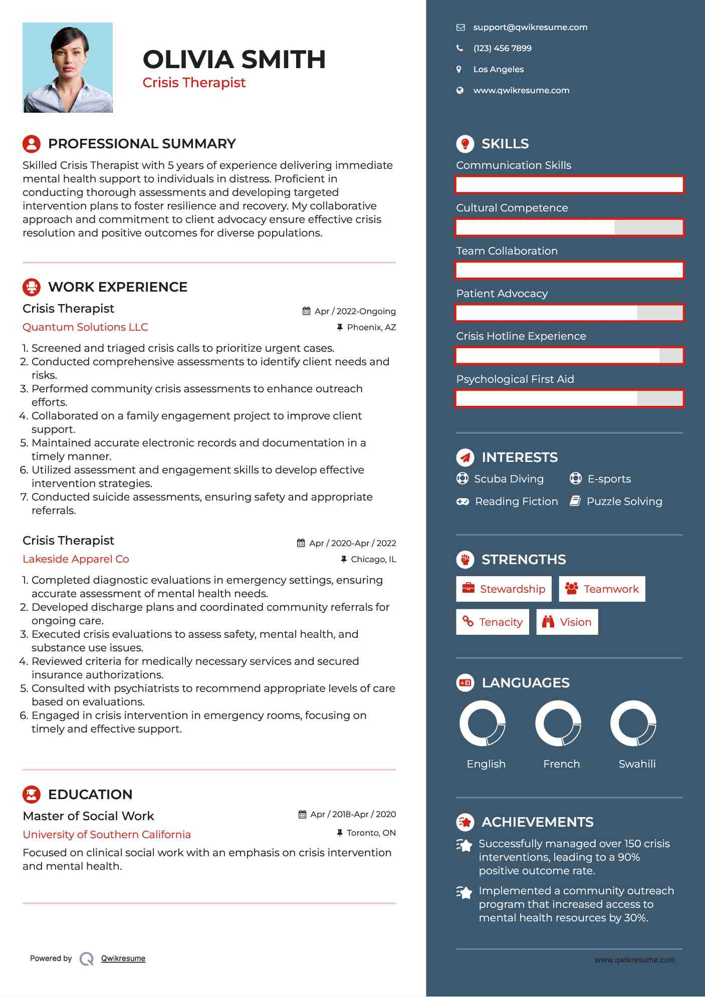 Crisis Therapist Resume Template