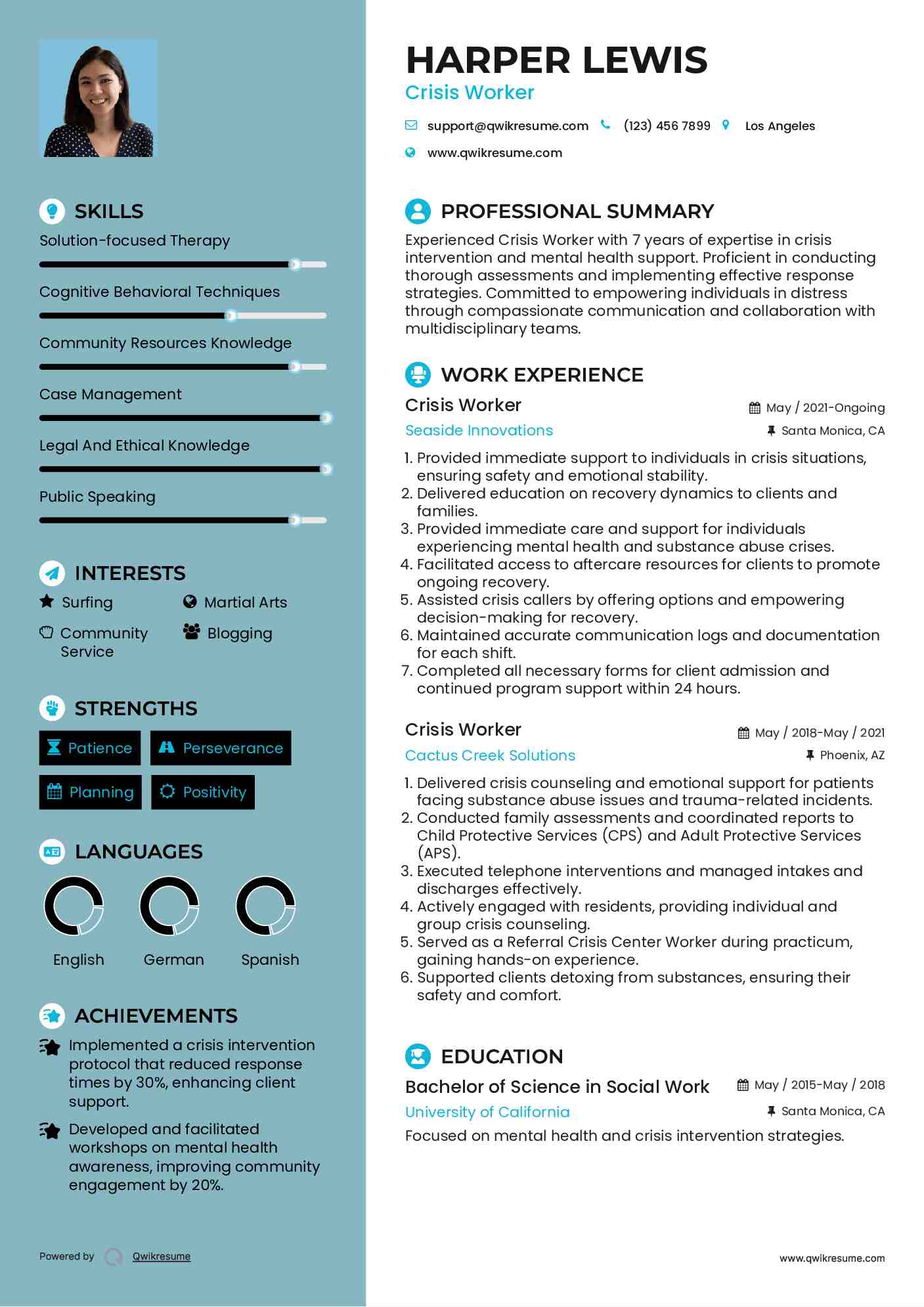 Crisis Worker Resume Example