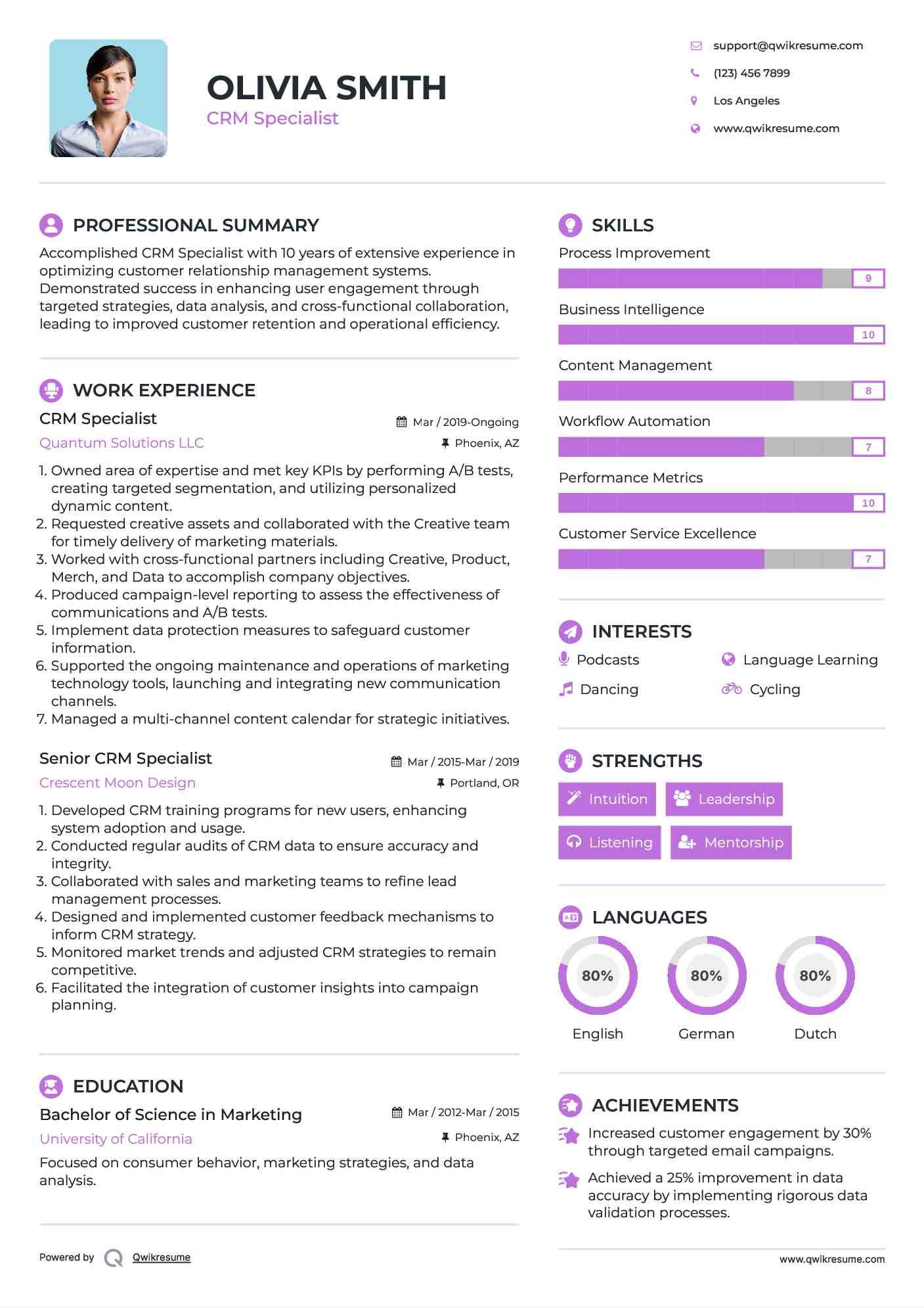 CRM Specialist Resume Format