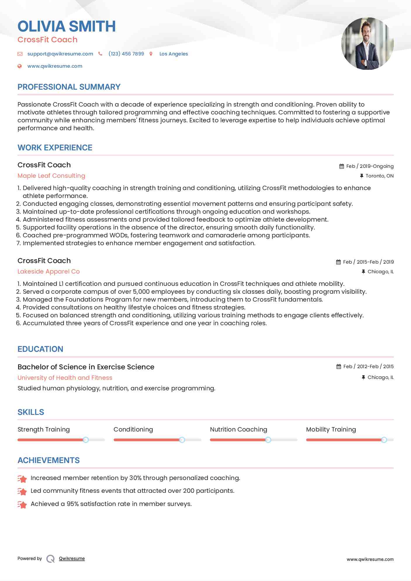 CrossFit Coach Resume Template