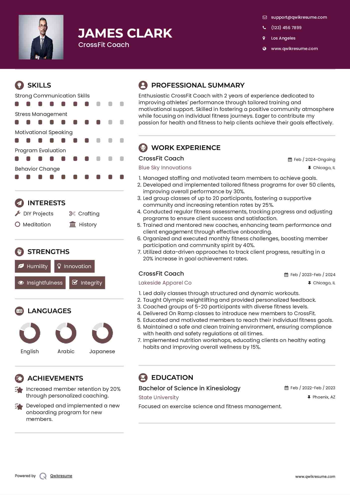CrossFit Coach Resume Sample