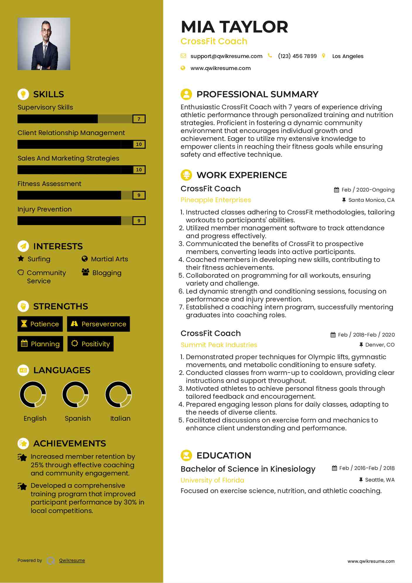 CrossFit Coach Resume Template