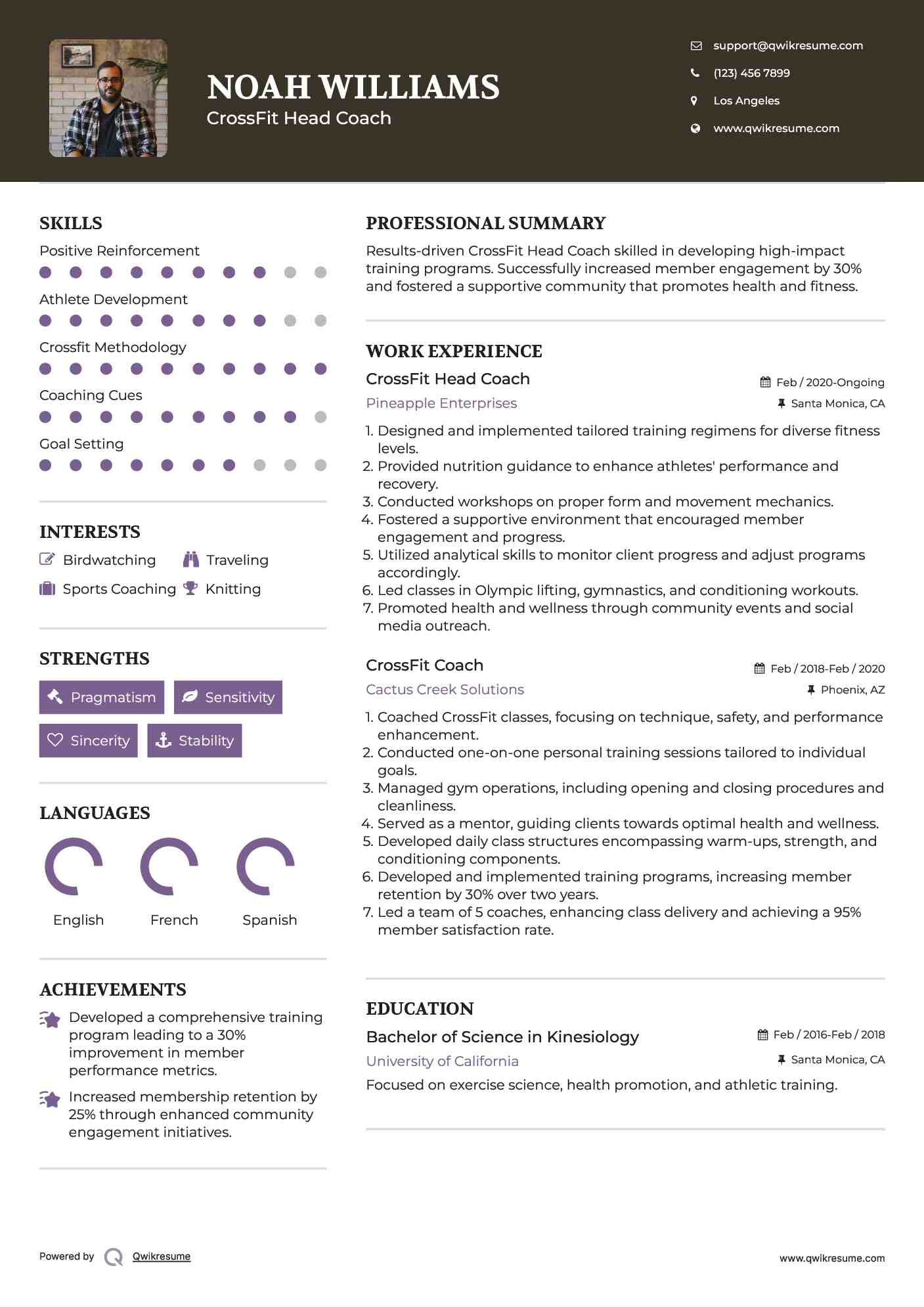 CrossFit Head Coach Resume Example