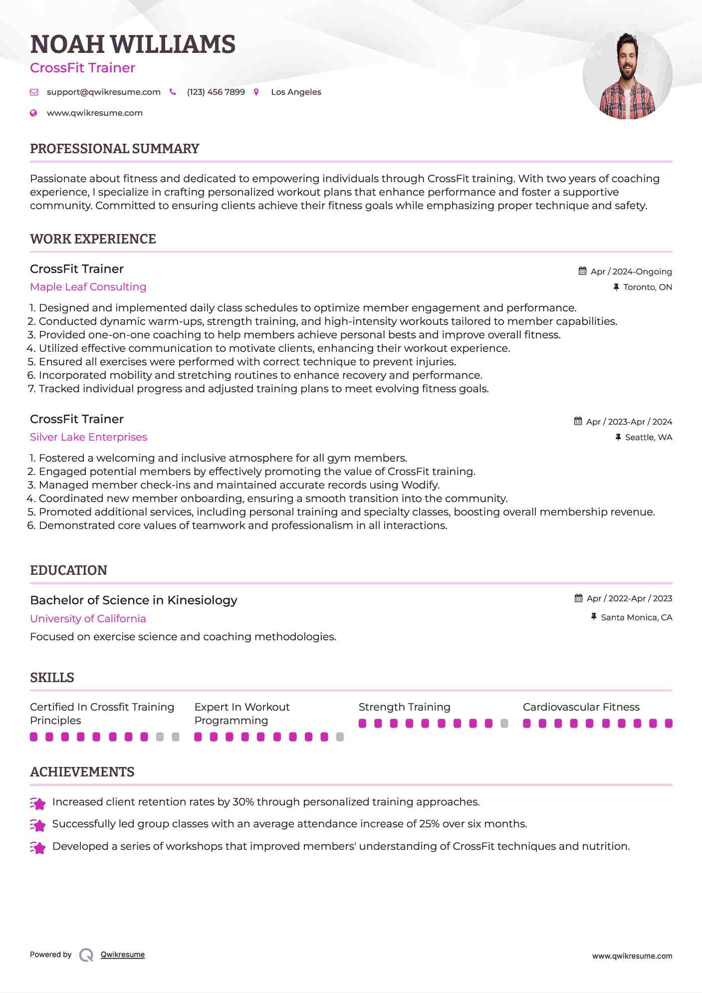 CrossFit Trainer Resume Format