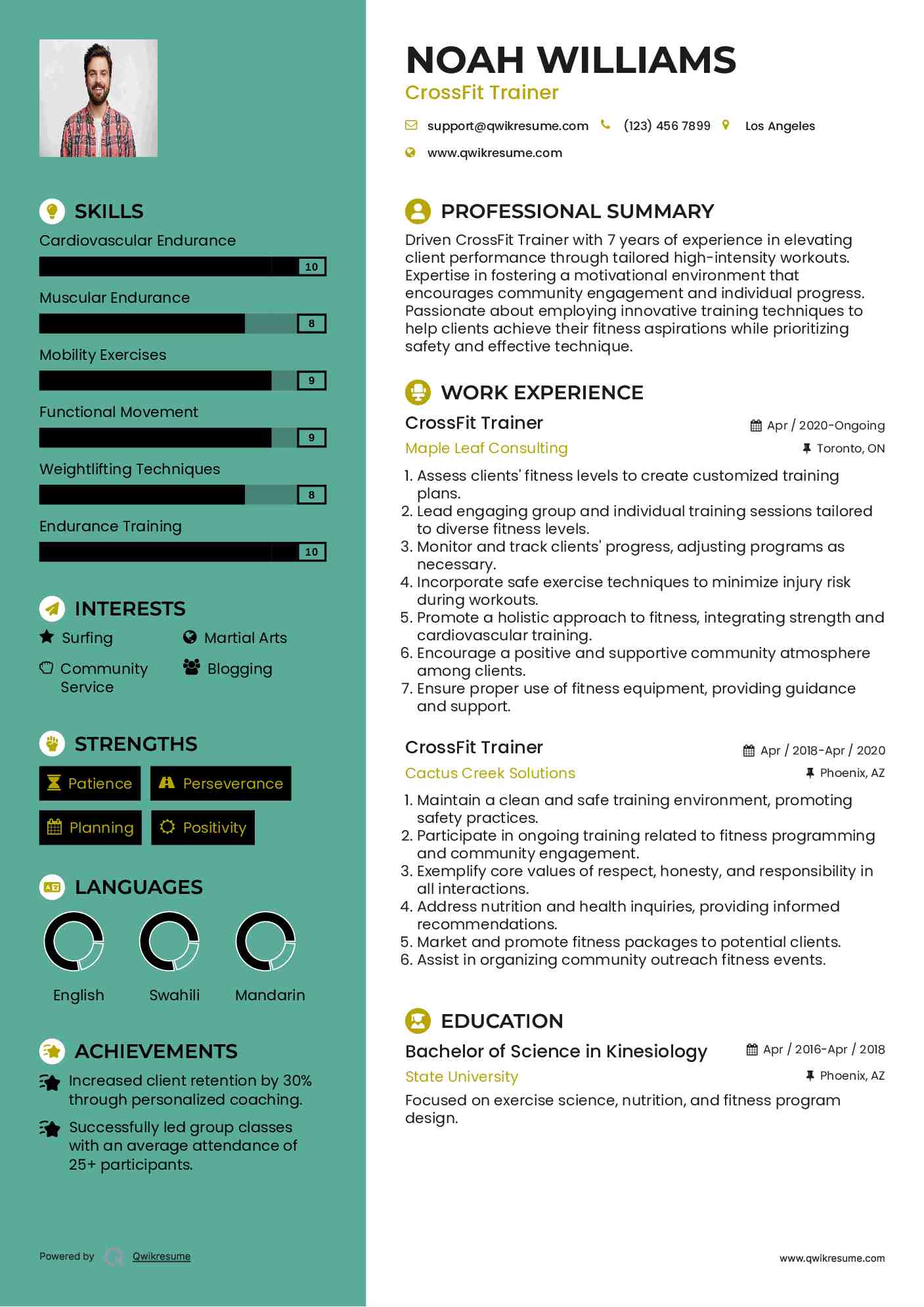 CrossFit Trainer Resume Model