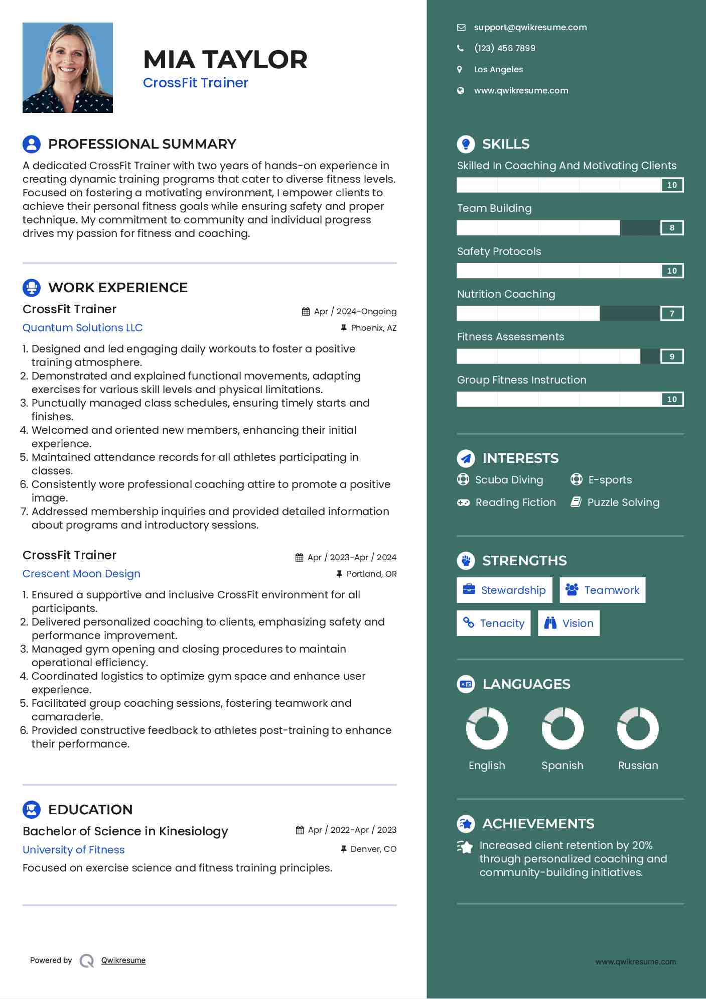 CrossFit Trainer Resume Template