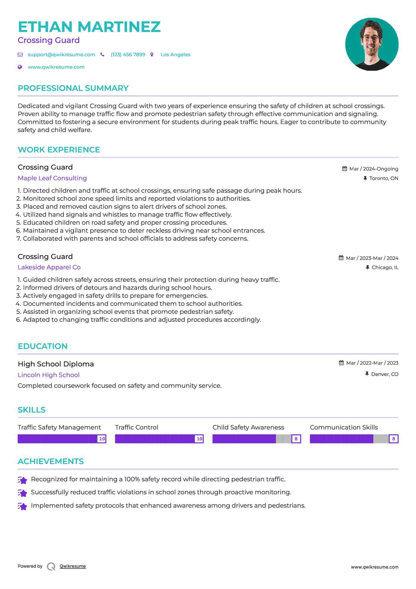 Crossing Guard Resume Model