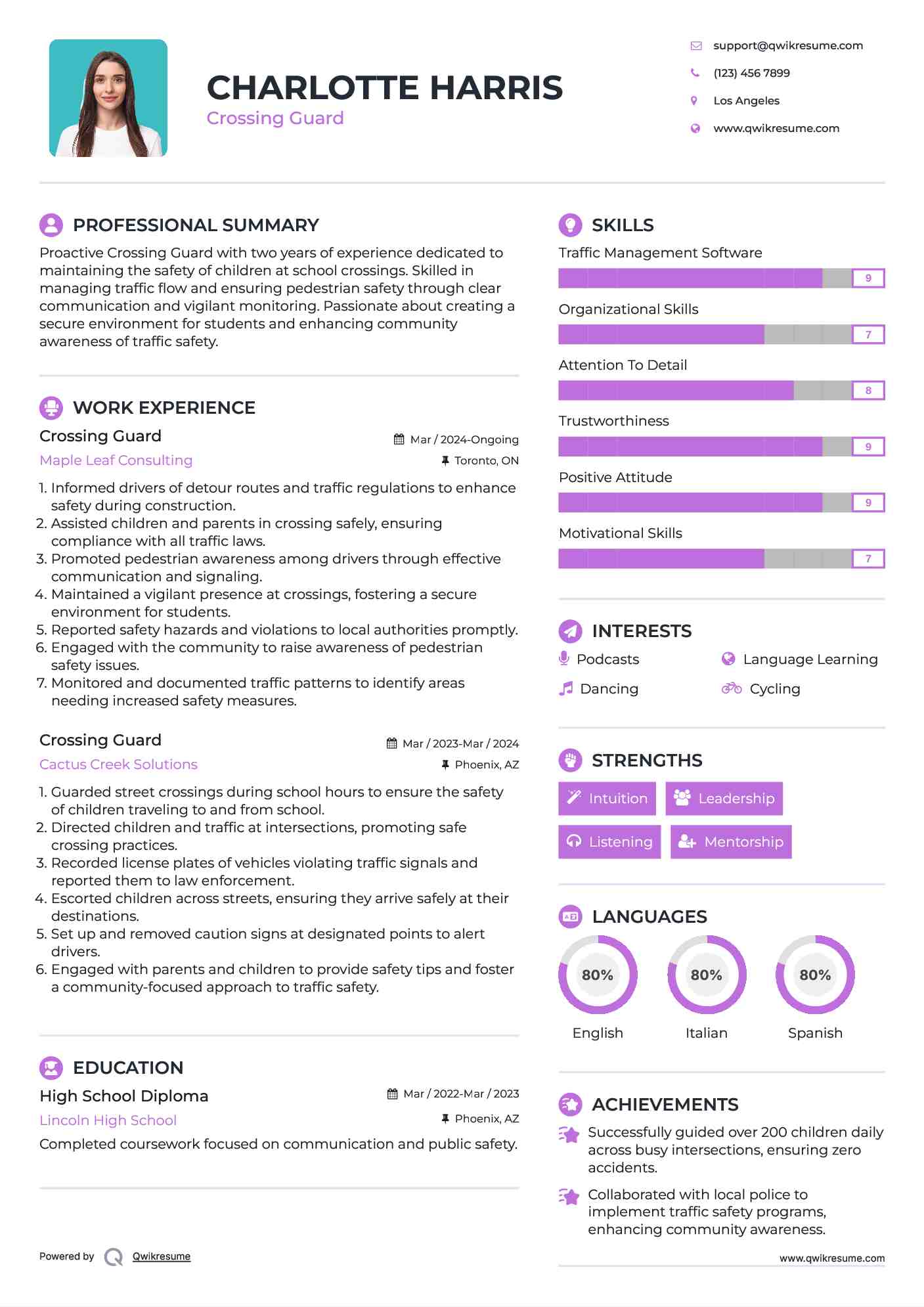Crossing Guard Resume Format