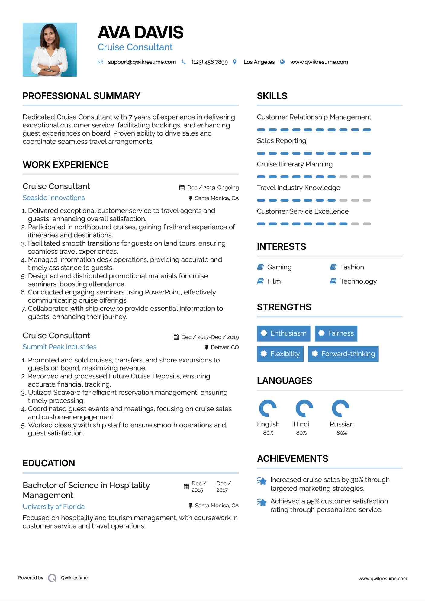 Cruise Consultant Resume Template