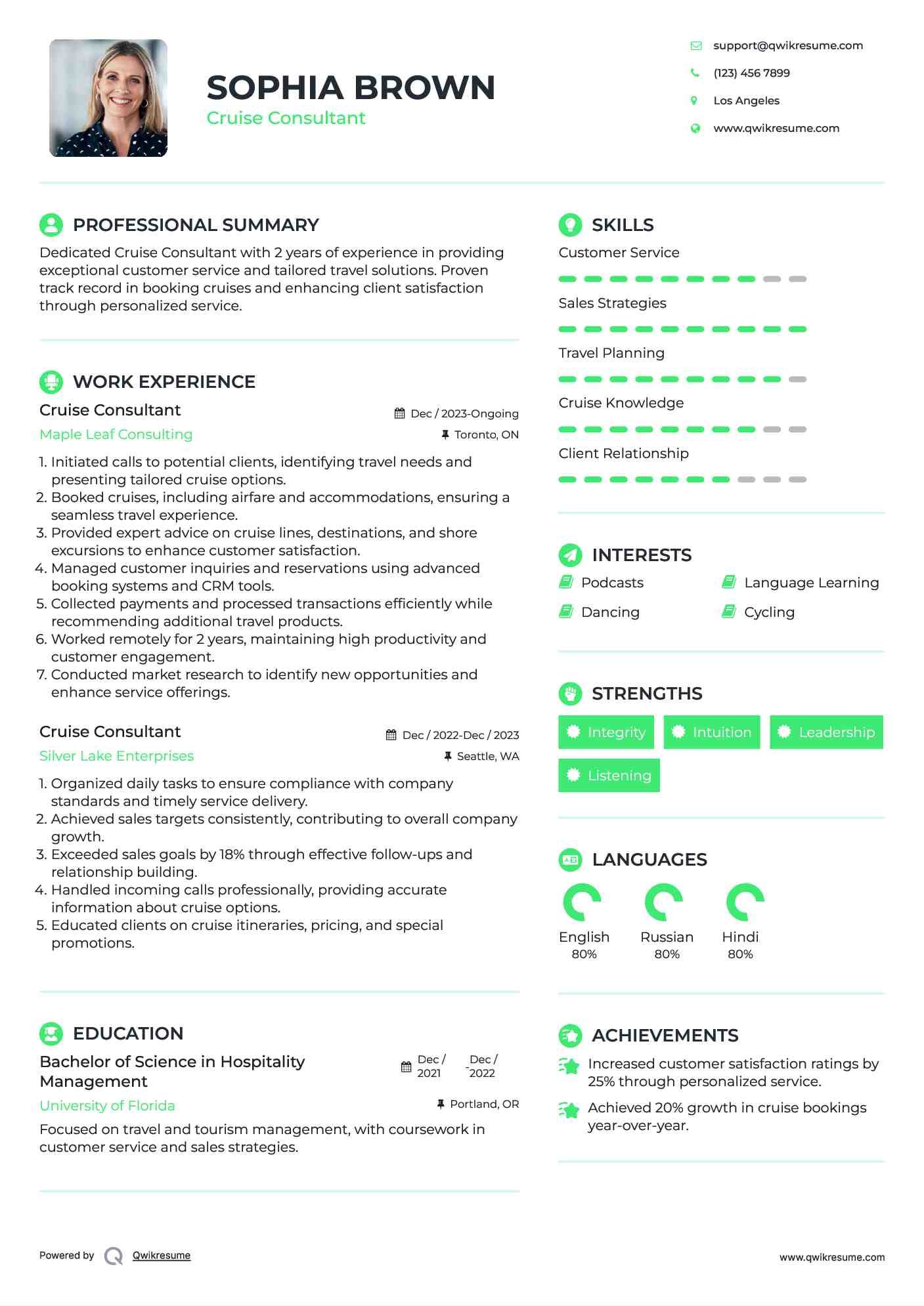 Cruise Consultant Resume Template