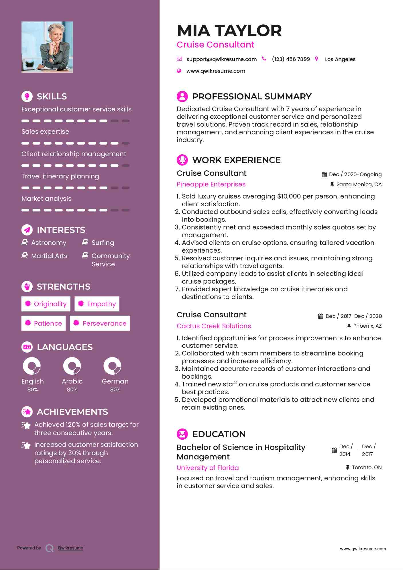 Cruise Consultant Resume Format