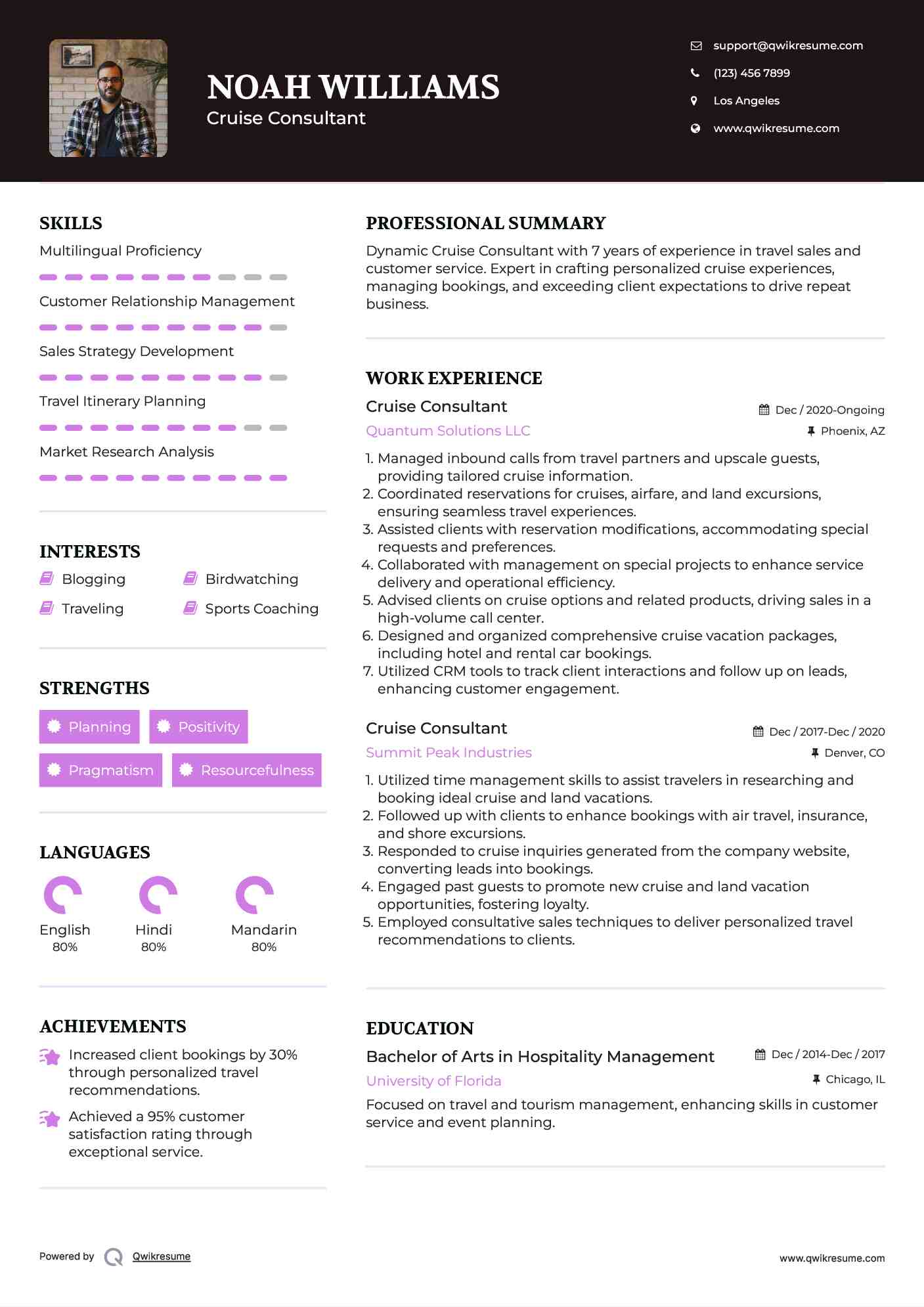 Cruise Consultant Resume Template