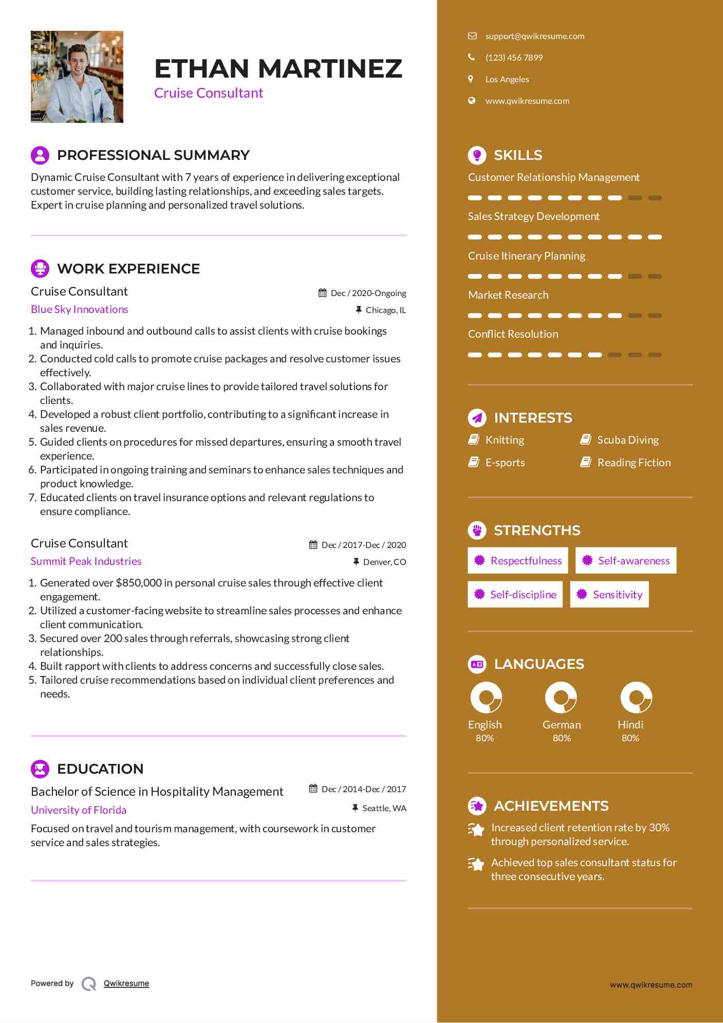 Cruise Consultant Resume Template