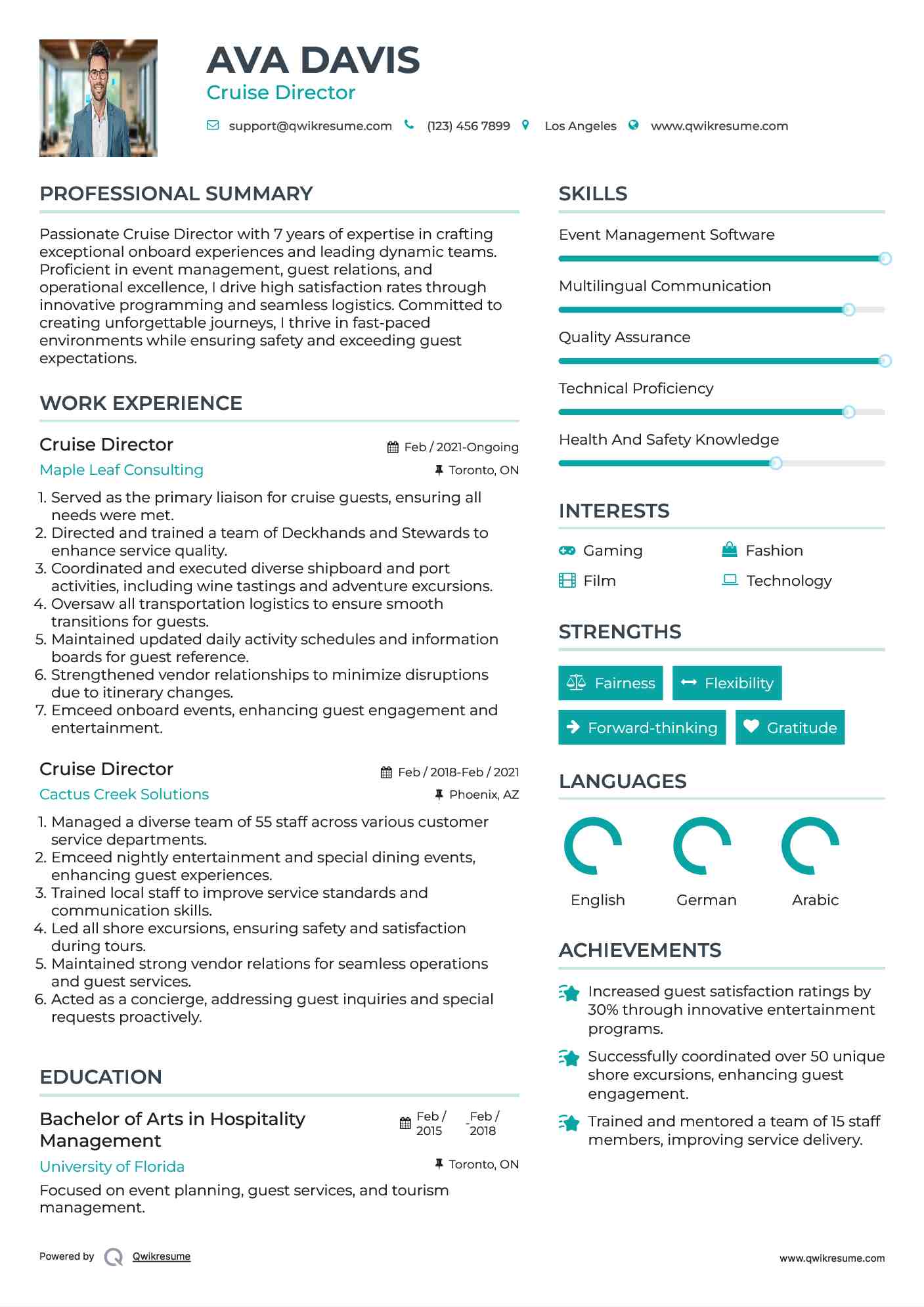 Cruise Director Resume Model