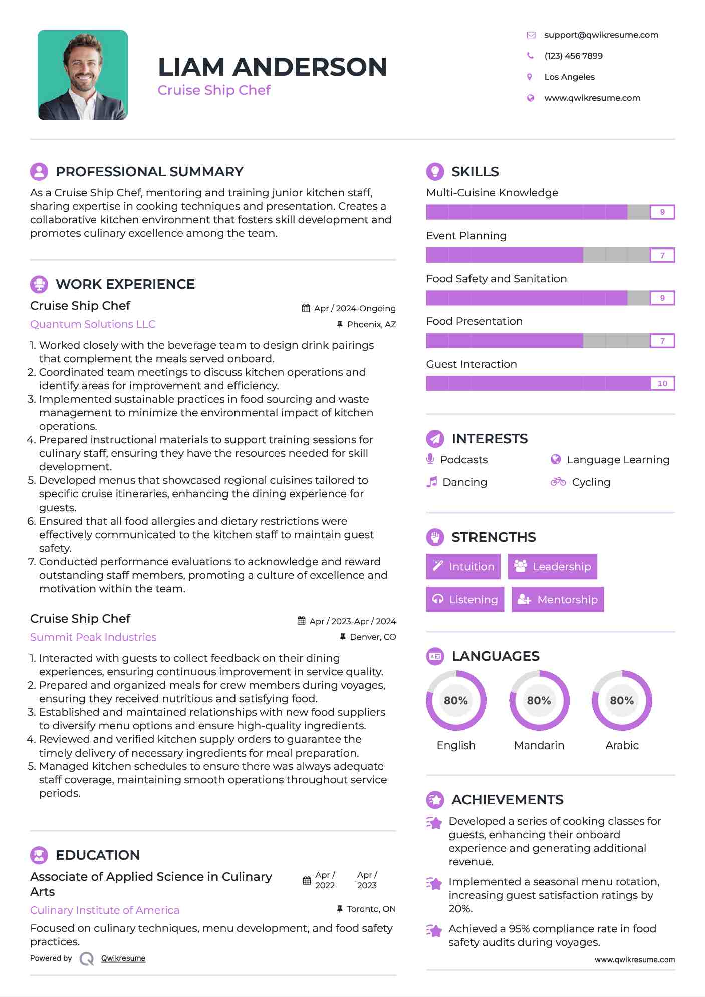 Cruise Ship Chef Resume Template