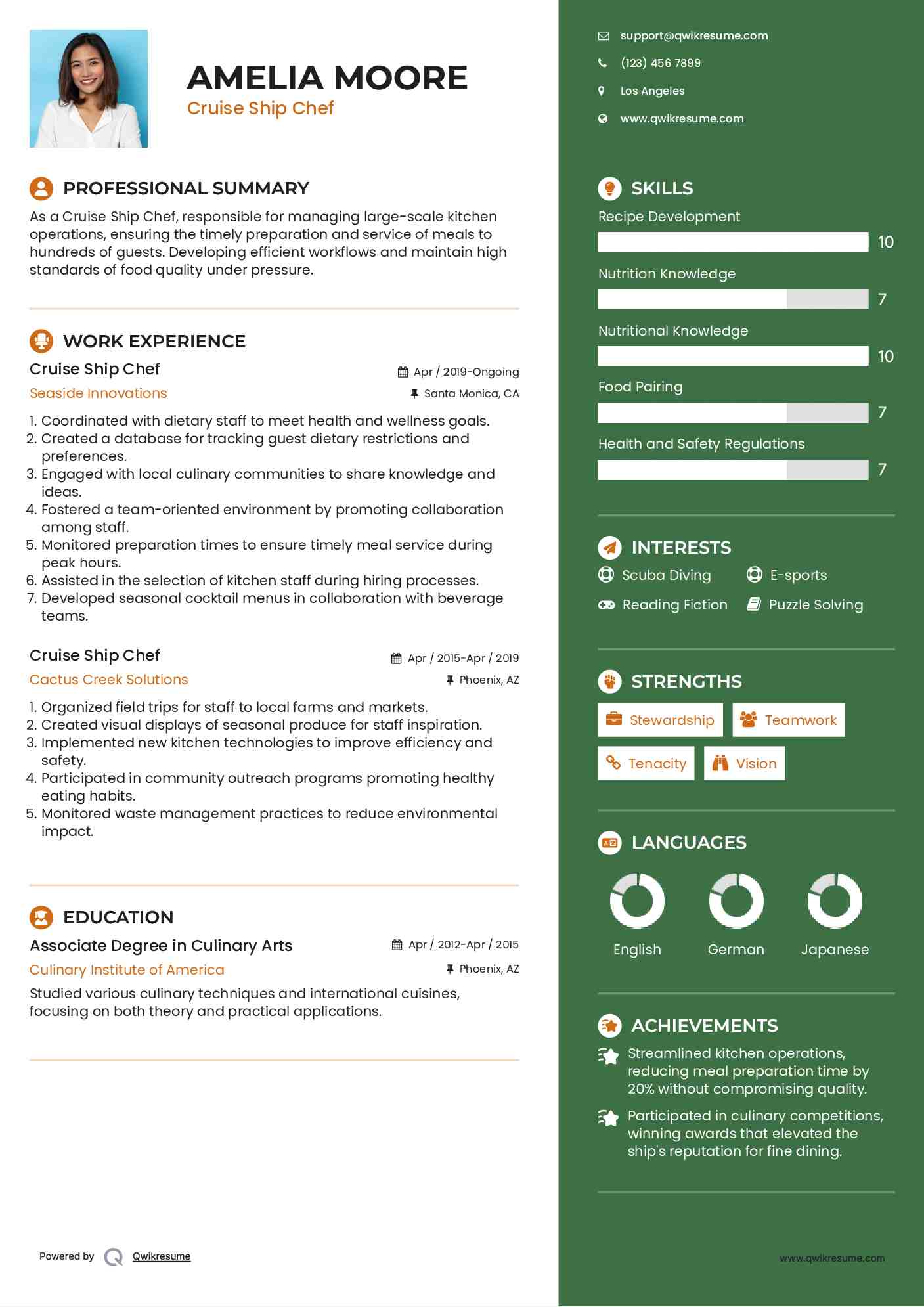 Cruise Ship Chef Resume Template